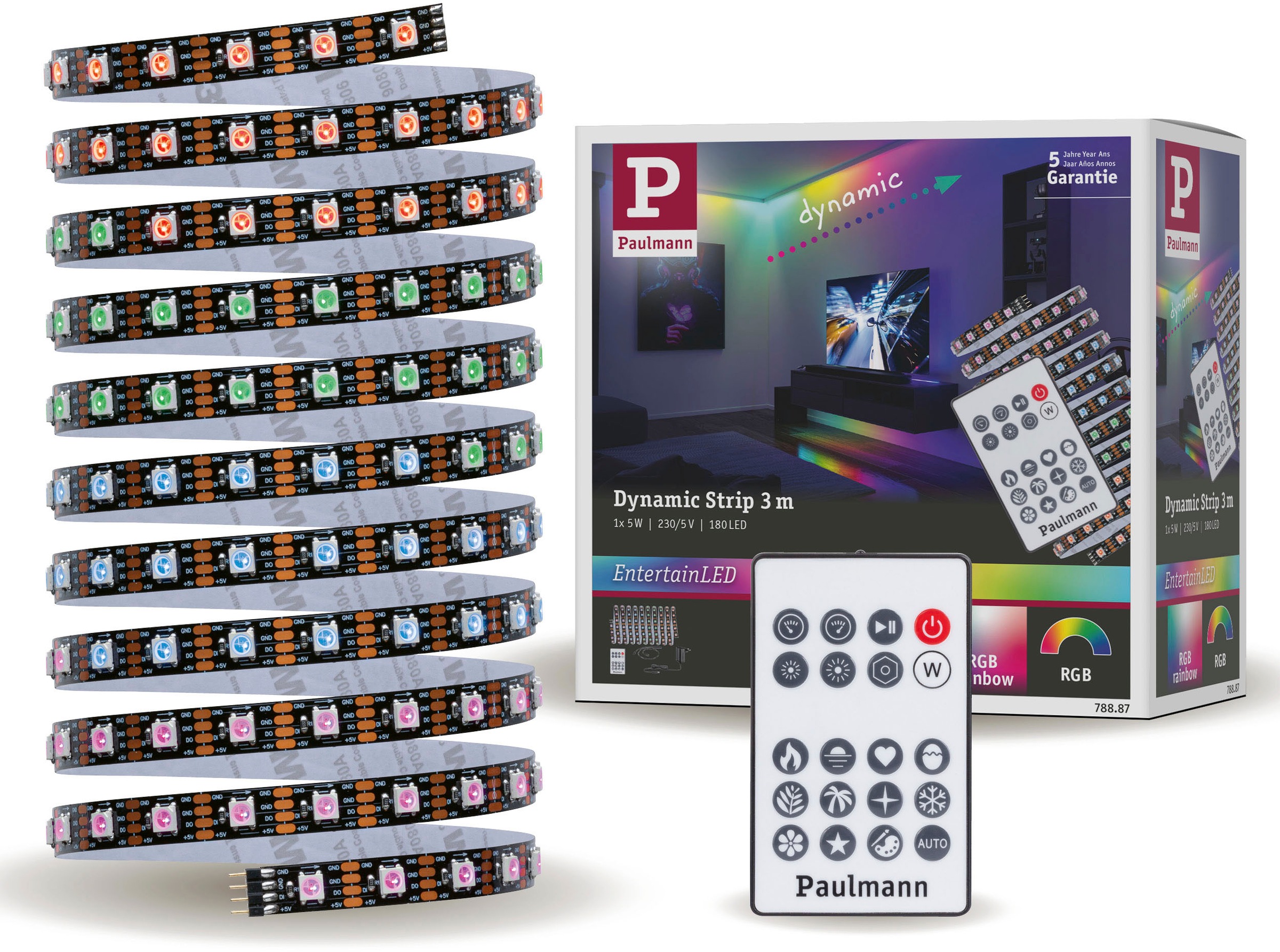 Paulmann LED-Streifen »Dynamic Rainbow RGB 3m 5W 60LEDs/m 10VA«, 1 St.-flammig