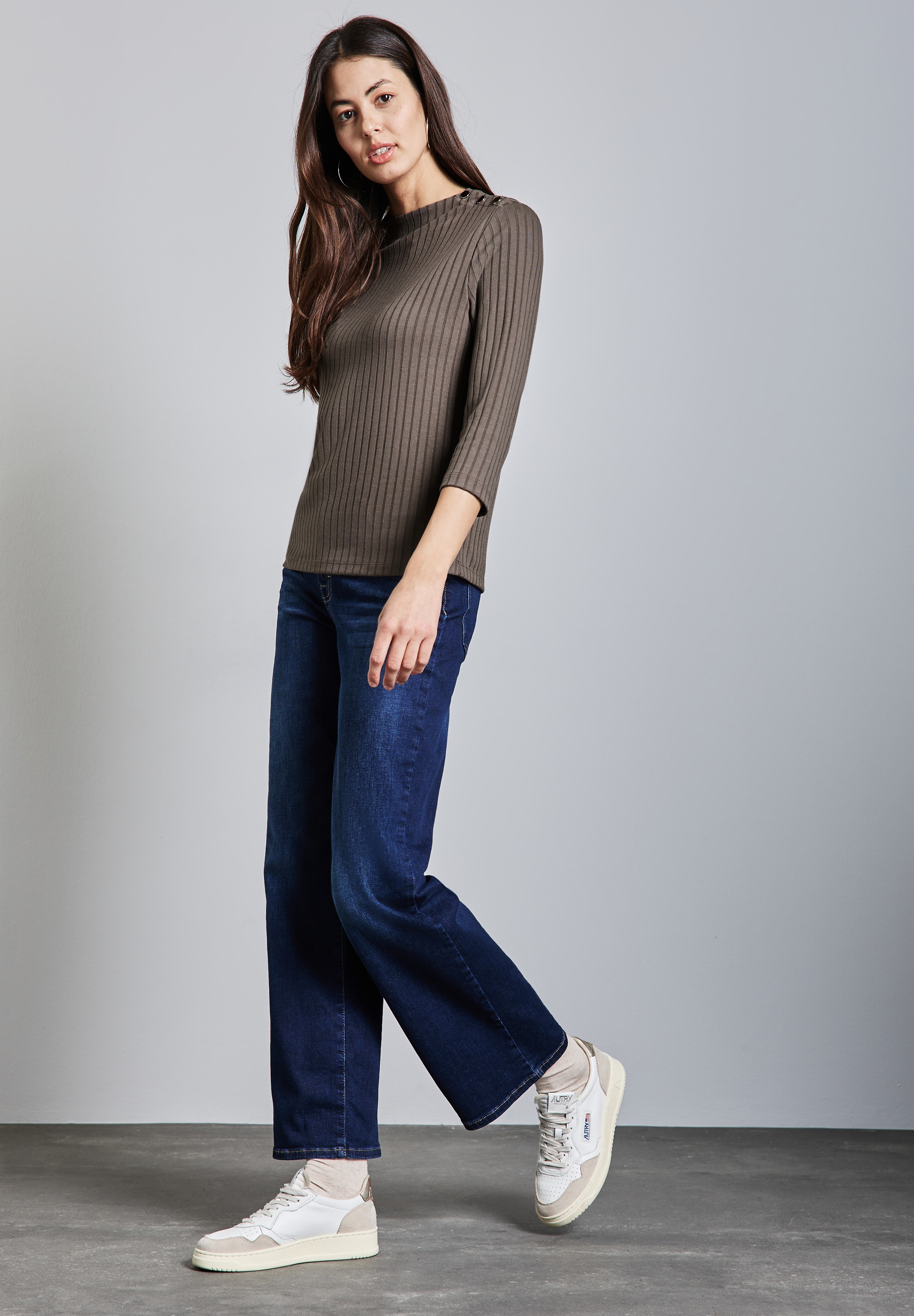 STREET ONE 3/4-Arm-Shirt, mit Knöpfen an der Schulter