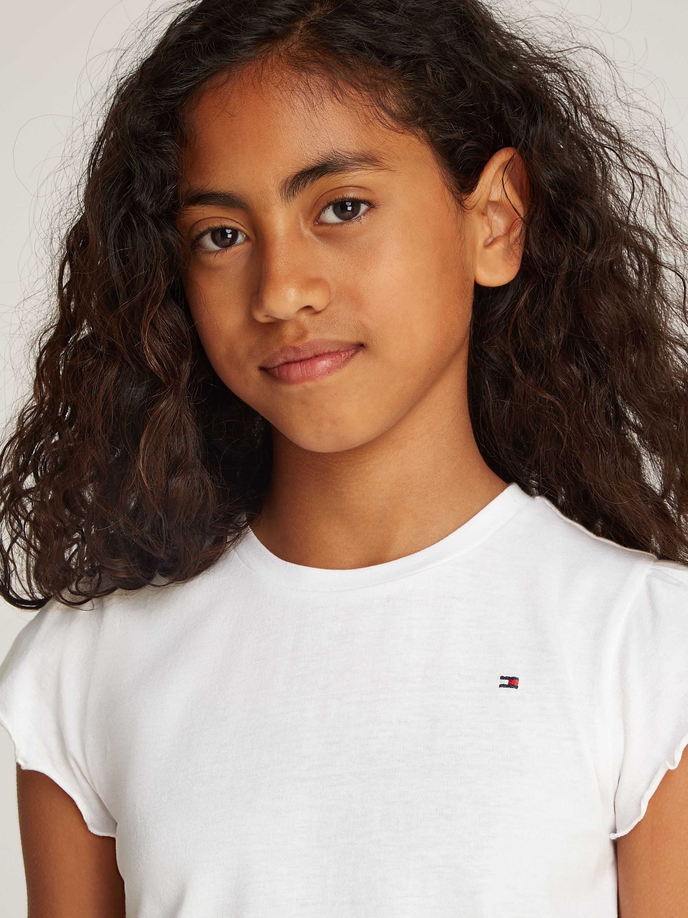 Tommy Hilfiger T-Shirt »ESSENTIAL RUFFLE SLEEVE TOP«, mit gewelltem Ärmelabschluss