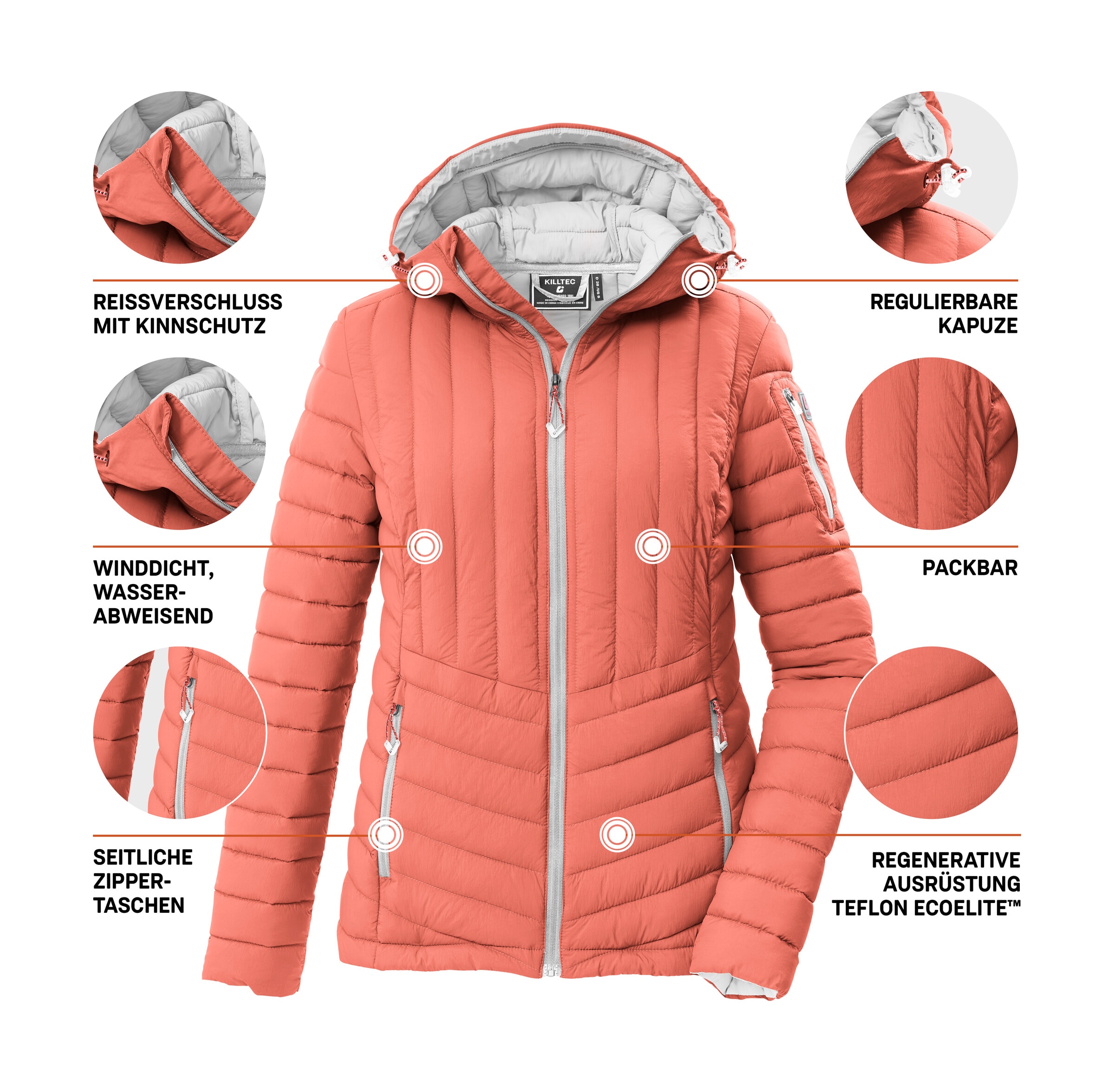 Killtec Steppjacke »KOS 75 WMN QLTD JCKT« Leicht, atmungsaktiv, winddicht, wasserabweisend, packbar