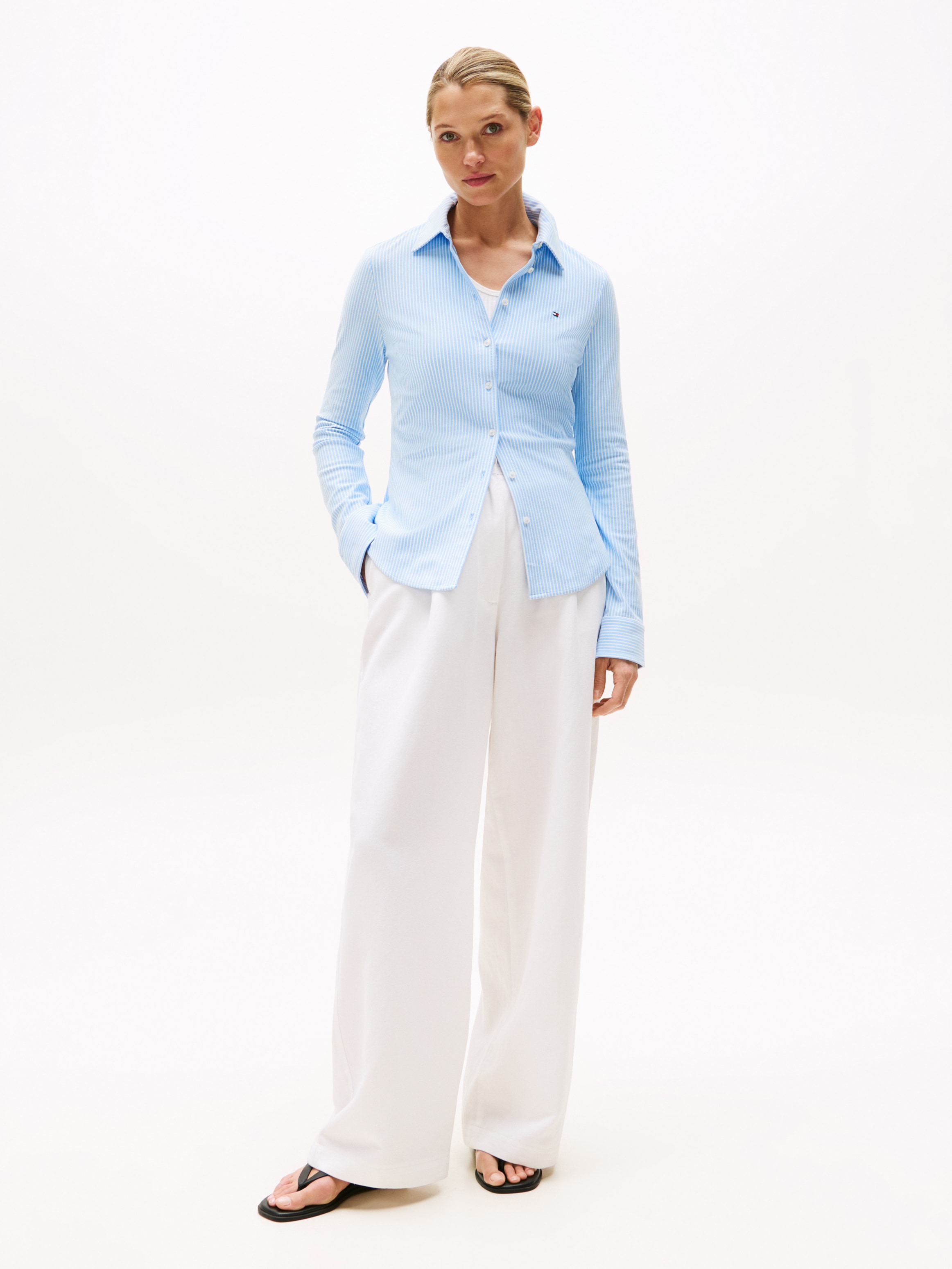 Tommy Hilfiger Poloshirt »1985 SLIM PIQUE BTN DOWN LS mit Polokragen und Label«, Baumwollmischung, slim fit
