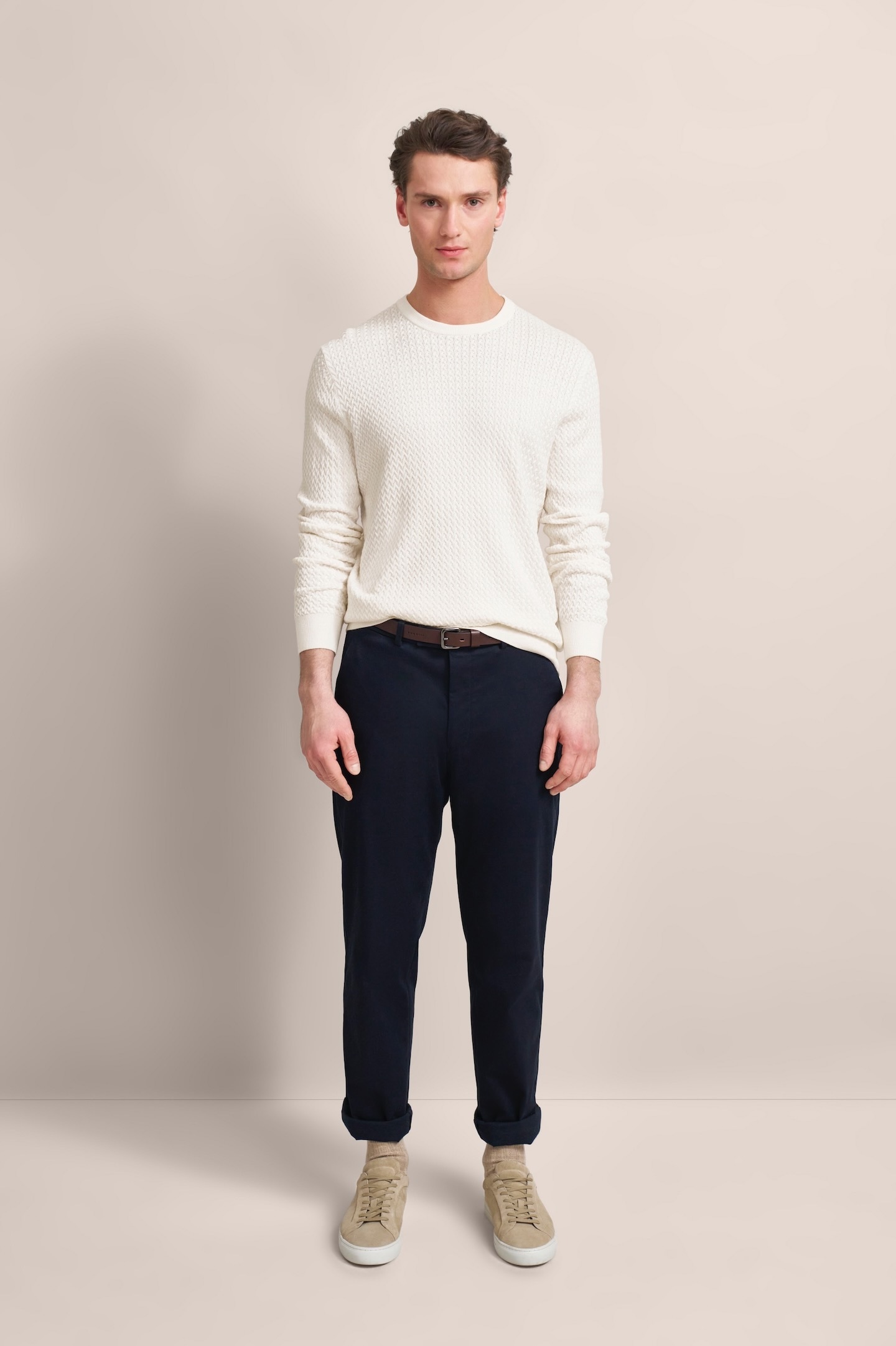 bugatti Strickpullover, mit Geflechtstruktur