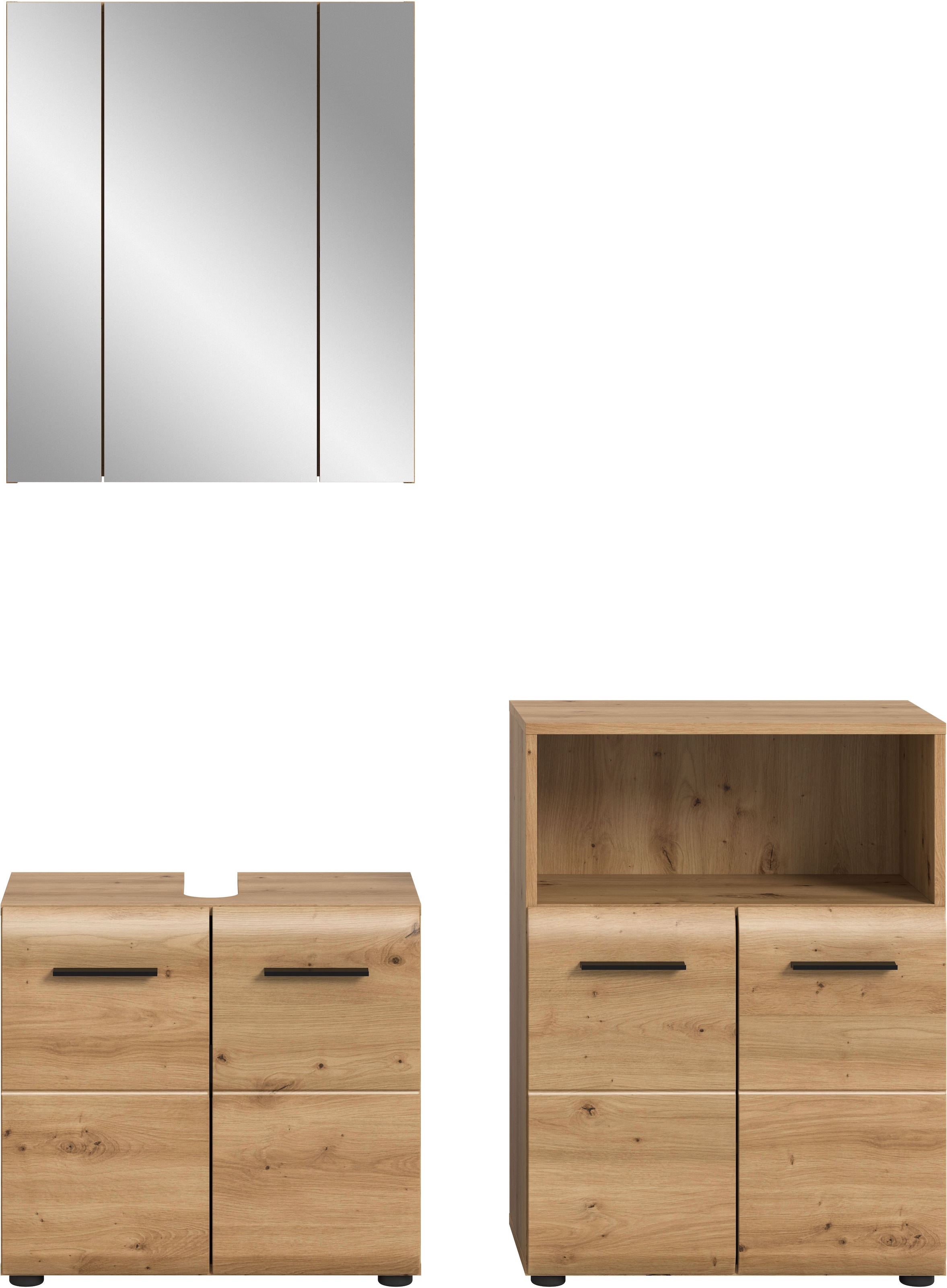 INOSIGN Badmöbel-Set »FLORENZ, TOPSELLER!, 3-teilige Badkombination, hochwertige MDF-Front«, (Set, 3 St., best. aus: Waschbeckenunterschrank, Spiegelschrank, Midischrank breit), Bad-Kombination, Bad-Möbel, Badezimmer, Kombination, Kombi