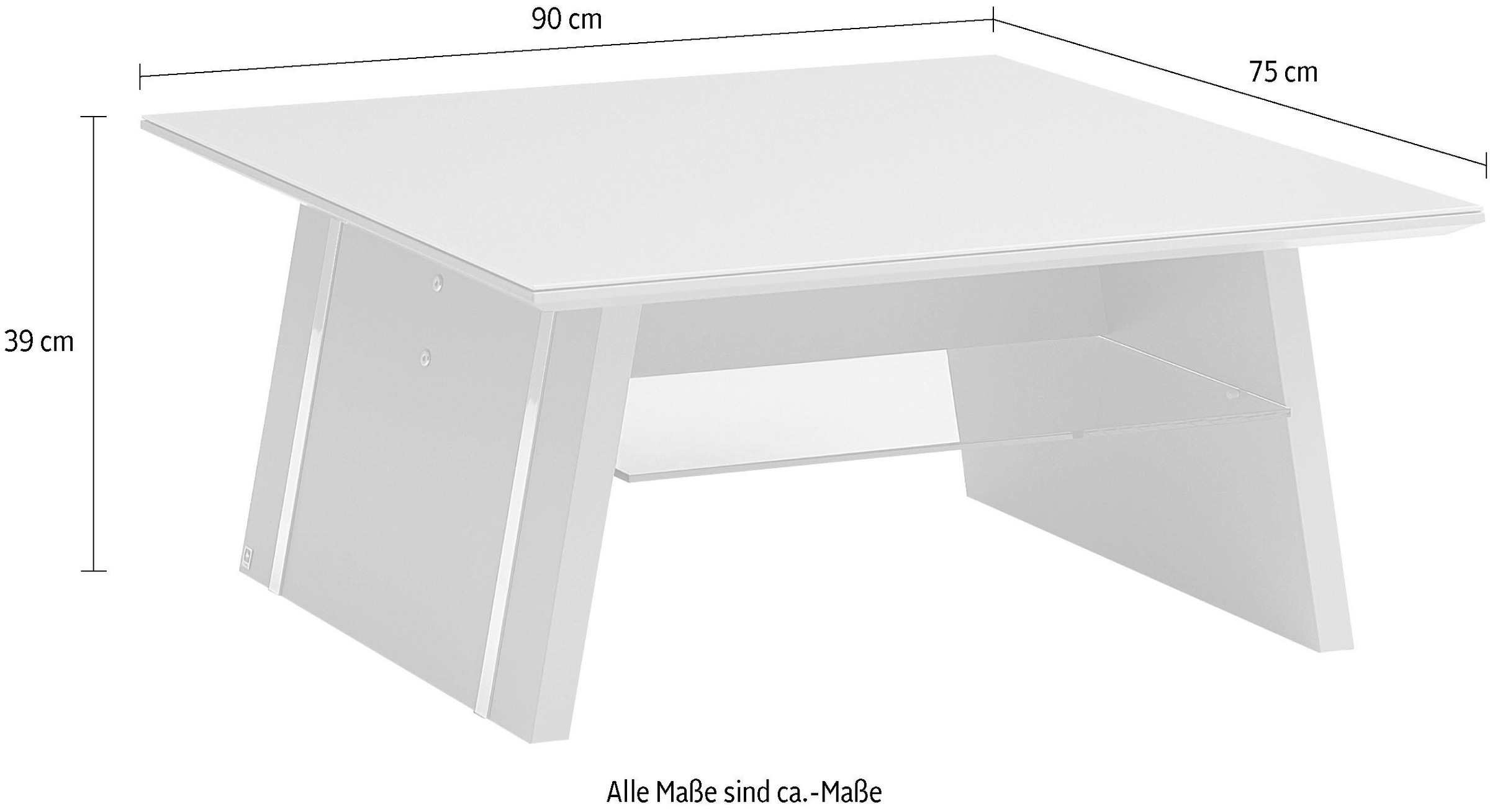 LEONARDO Couchtisch »CUBE«, mit Ablage, mit feinen Chromakzenten, Breite 90 cm