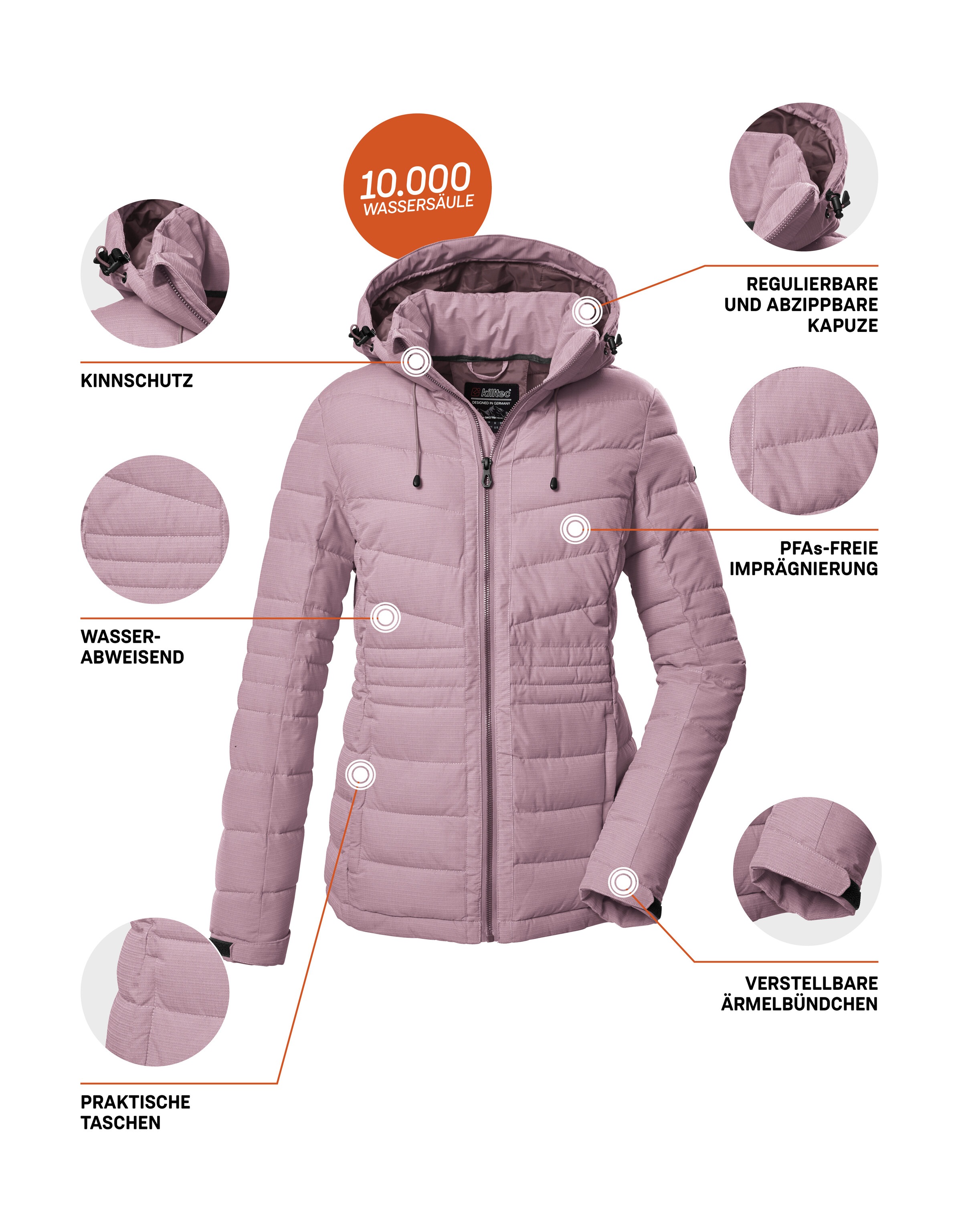 Killtec Steppjacke »KOW 10 WMN QLTD JCKT«, Damenjacke: abnehmbare Kapuze, wasserabweisend, atmungsaktiv