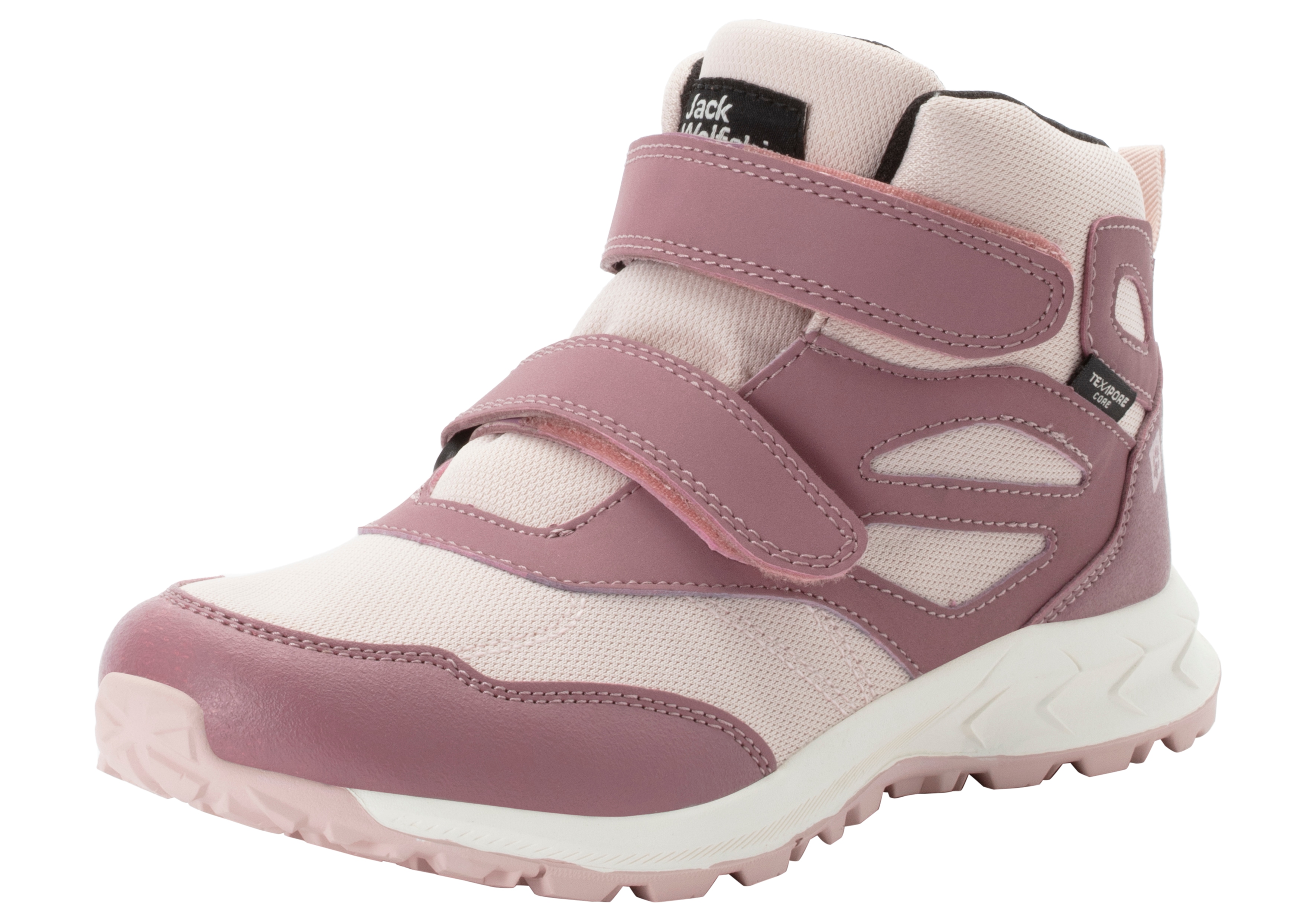 Jack Wolfskin Mädchen Wanderschuh »WOODLAND TEXAPORE MID VC K« wasserdicht mit Klettverschluss in lila, Größe 38
