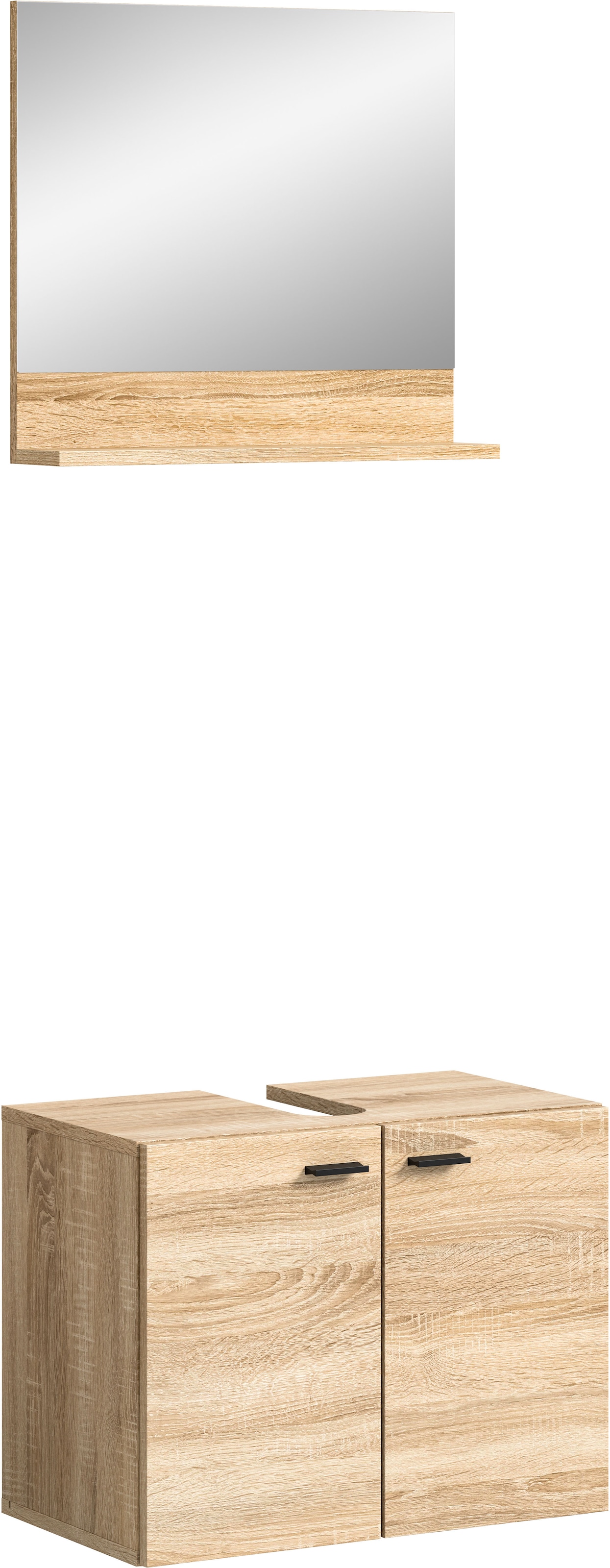 welltime Badmöbel-Set »Tampa, best. aus Waschbeckenunterschrank und Spiegel, Breite 57cm,«, (Set, 2 St.), 2-teilig, Bad-Möbel, Bad-Spiegel, Badschrank