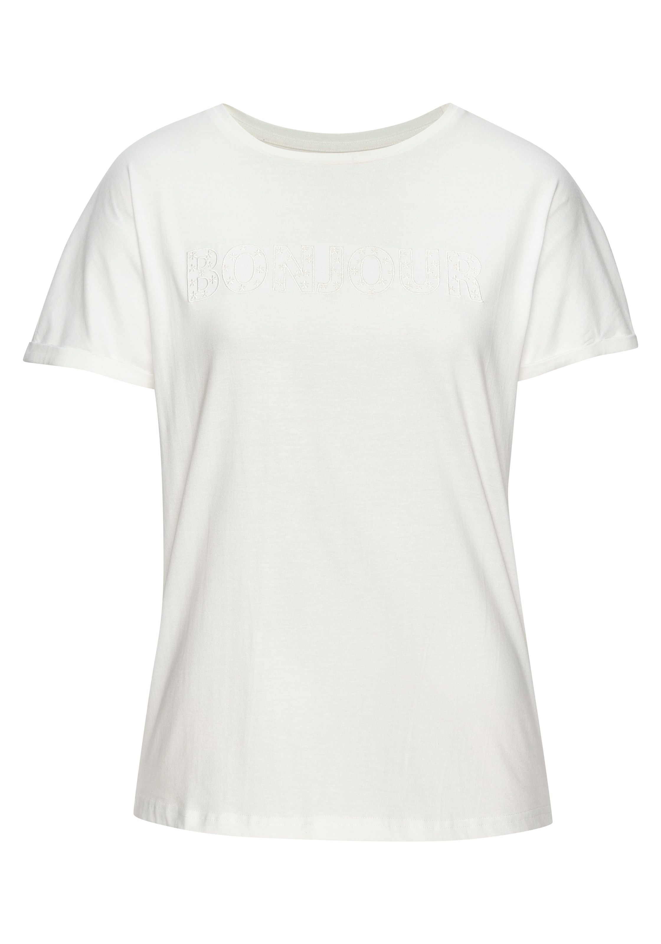 Vivance T-Shirt »mit Stickerei« aus angenehmer Bio-Baumwolle