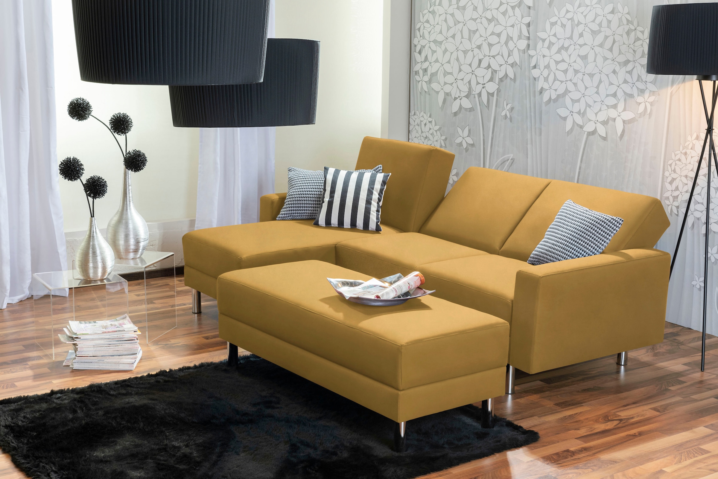 Max Winzer® Schlafsofa »Just Fresh modernes kubisches Sofa, Rückenverstellung für Sitzkomfort«, Recamiere links oder rechts montierbar, elegante Metallfüße