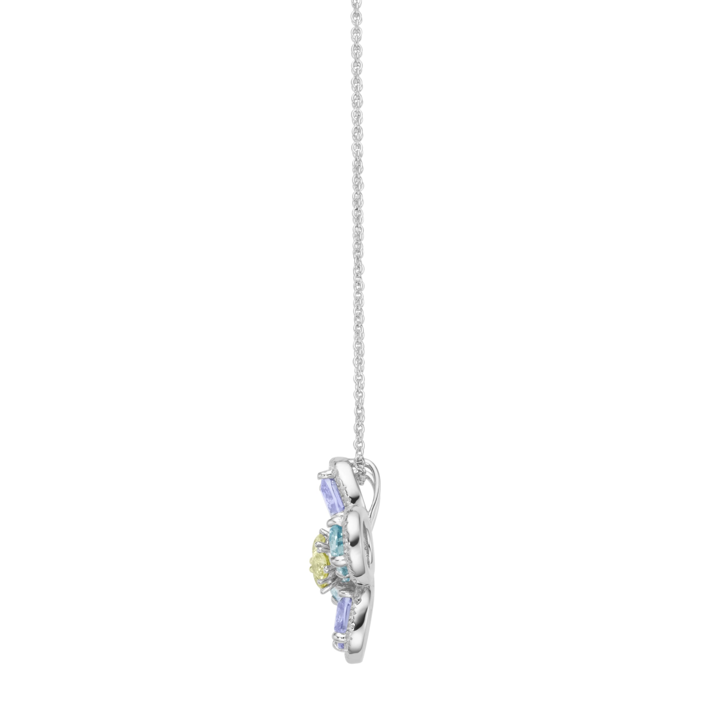 GIORGIO MARTELLO MILANO Kette mit Anhänger »Kette mit Anhänger Blüte mit bunten Zirkonia, Silber 925«