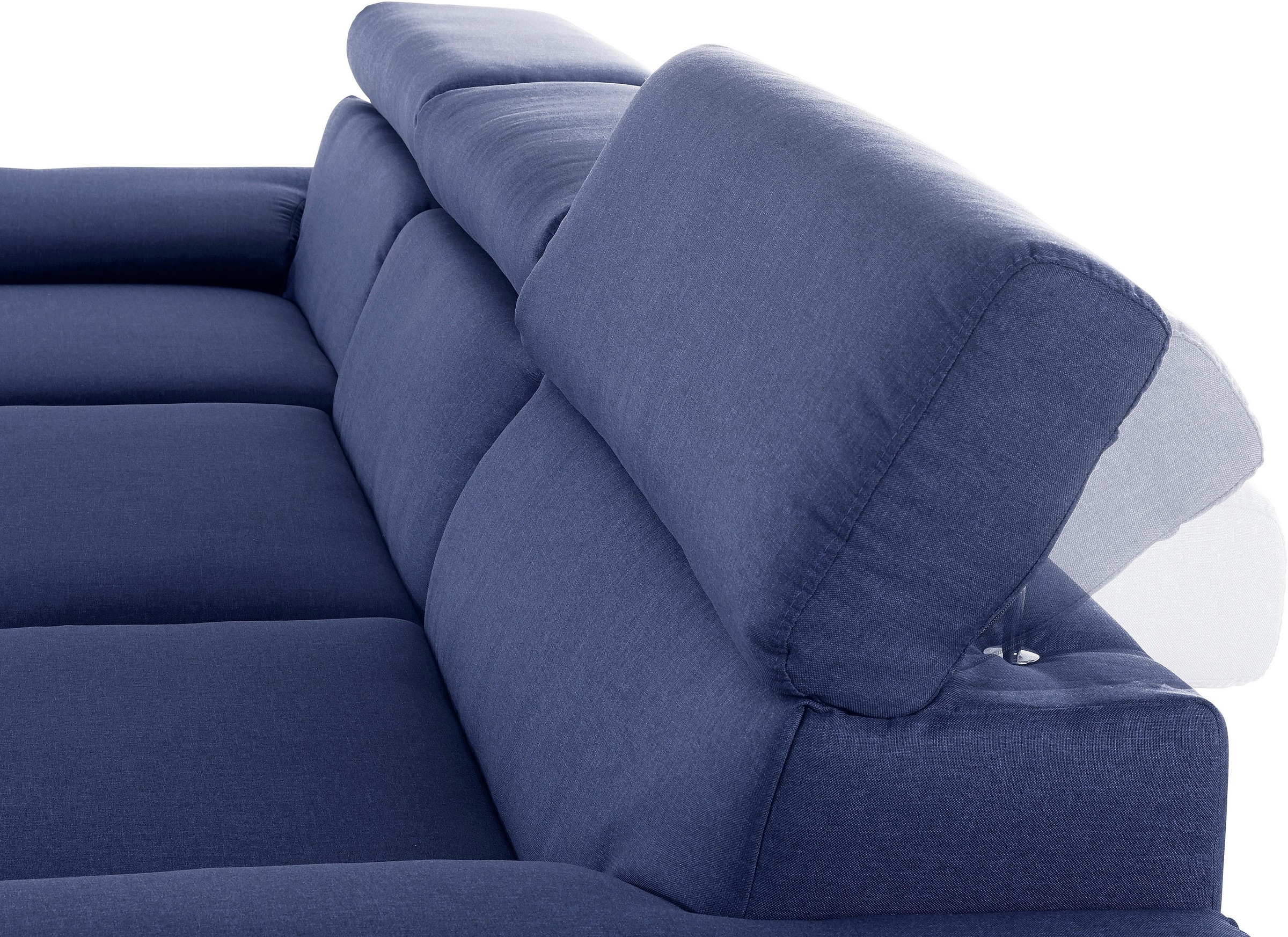 DOMO collection Ecksofa »Mira, inklusive Kopfteilverstellung für mehr Wohlfühlkomfort, L-Form« wahlweise mit Bettfunktion und Bettkasten, elegant und modern