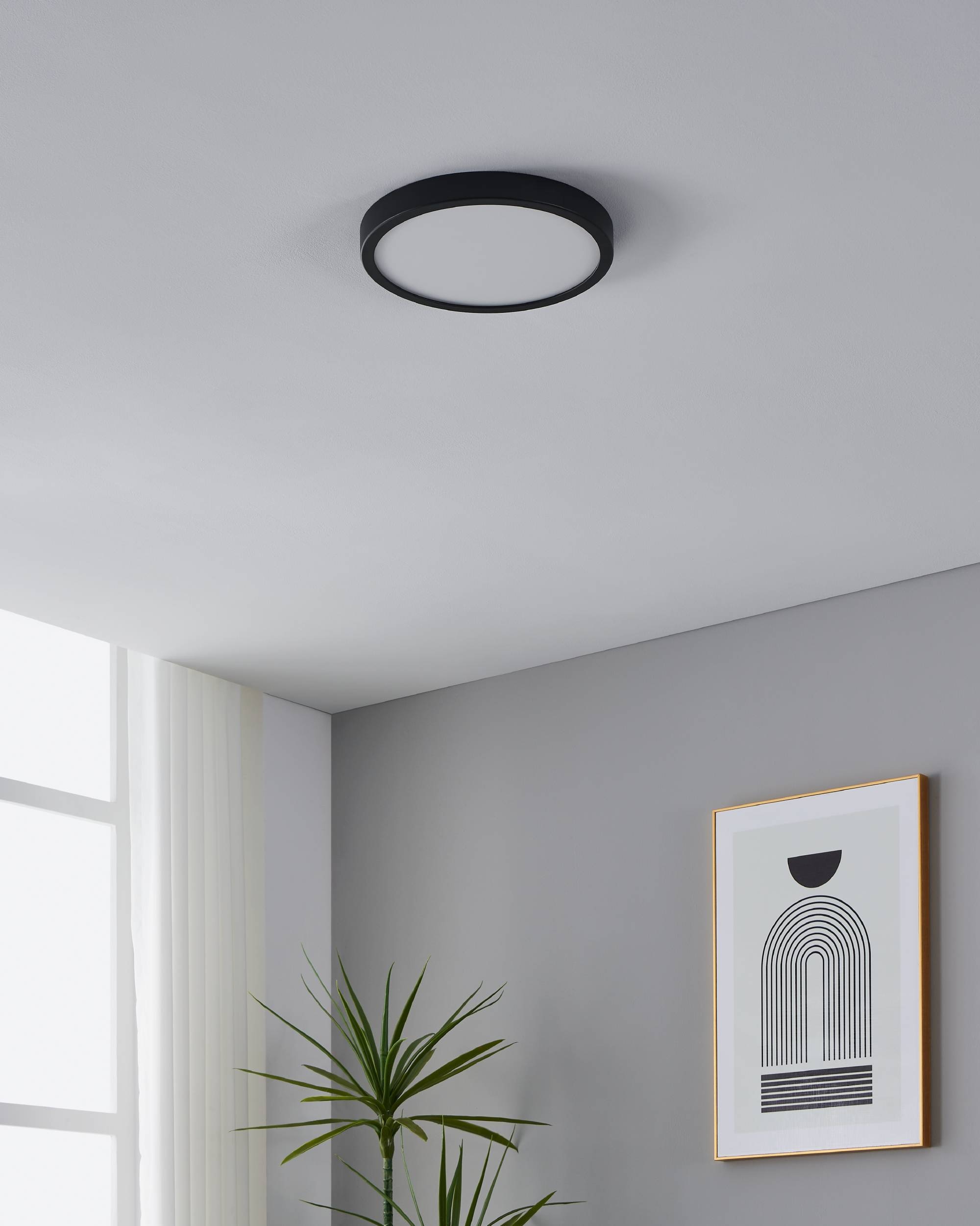 EGLO Aufbauleuchte »Fueva 5 Deckenlampe, Deckenbeleuchtung, Metall und Kunststoff, Lampe« LED-Modul 1 Stk. Warmweiß Aufbauleuchte - H2,8 x Ø28,5 cm - schwarz - 20,5W inkl.