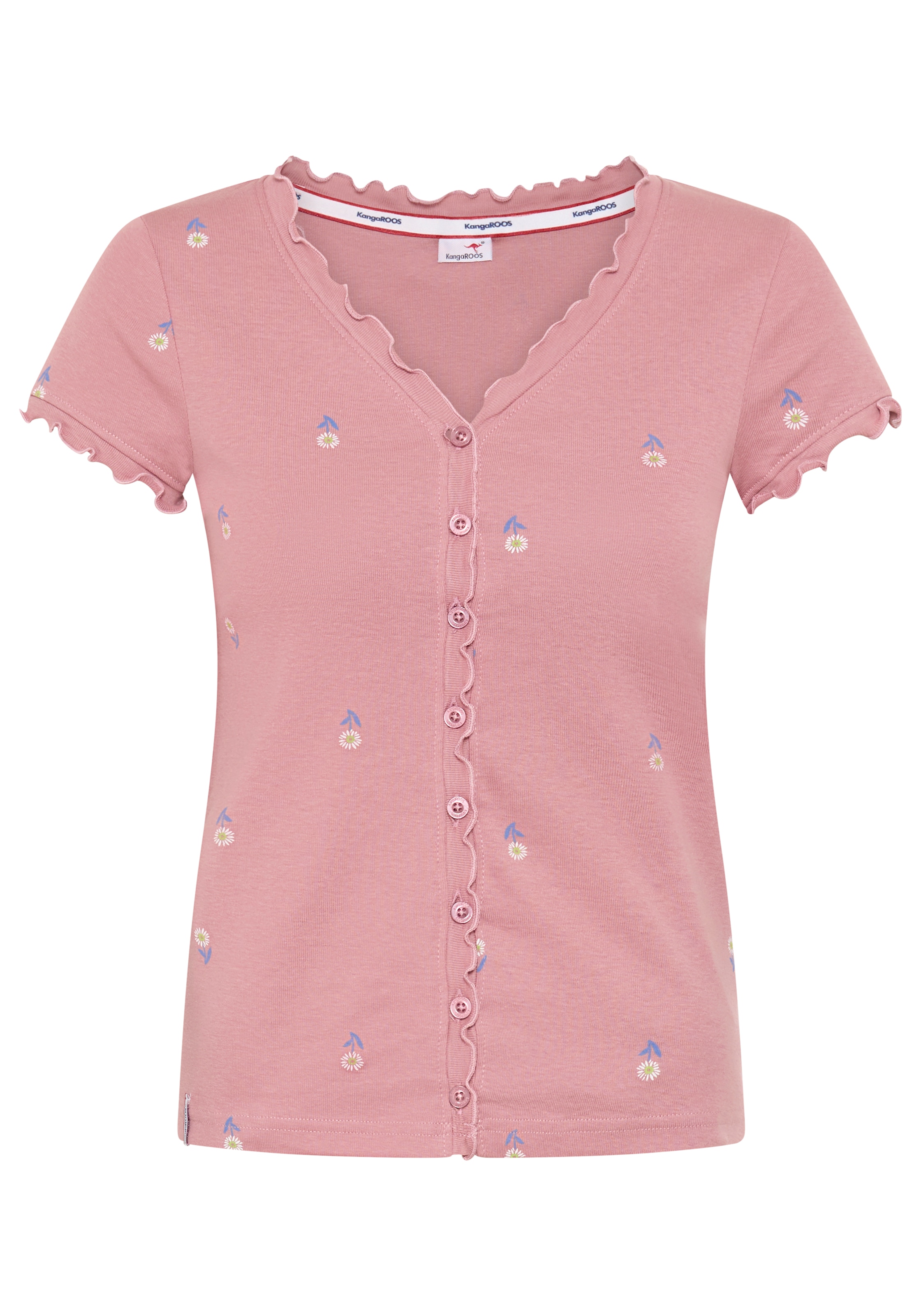 KangaROOS Kurzarmshirt kurzärmelig,  figurbetont,  aus Baumwolle