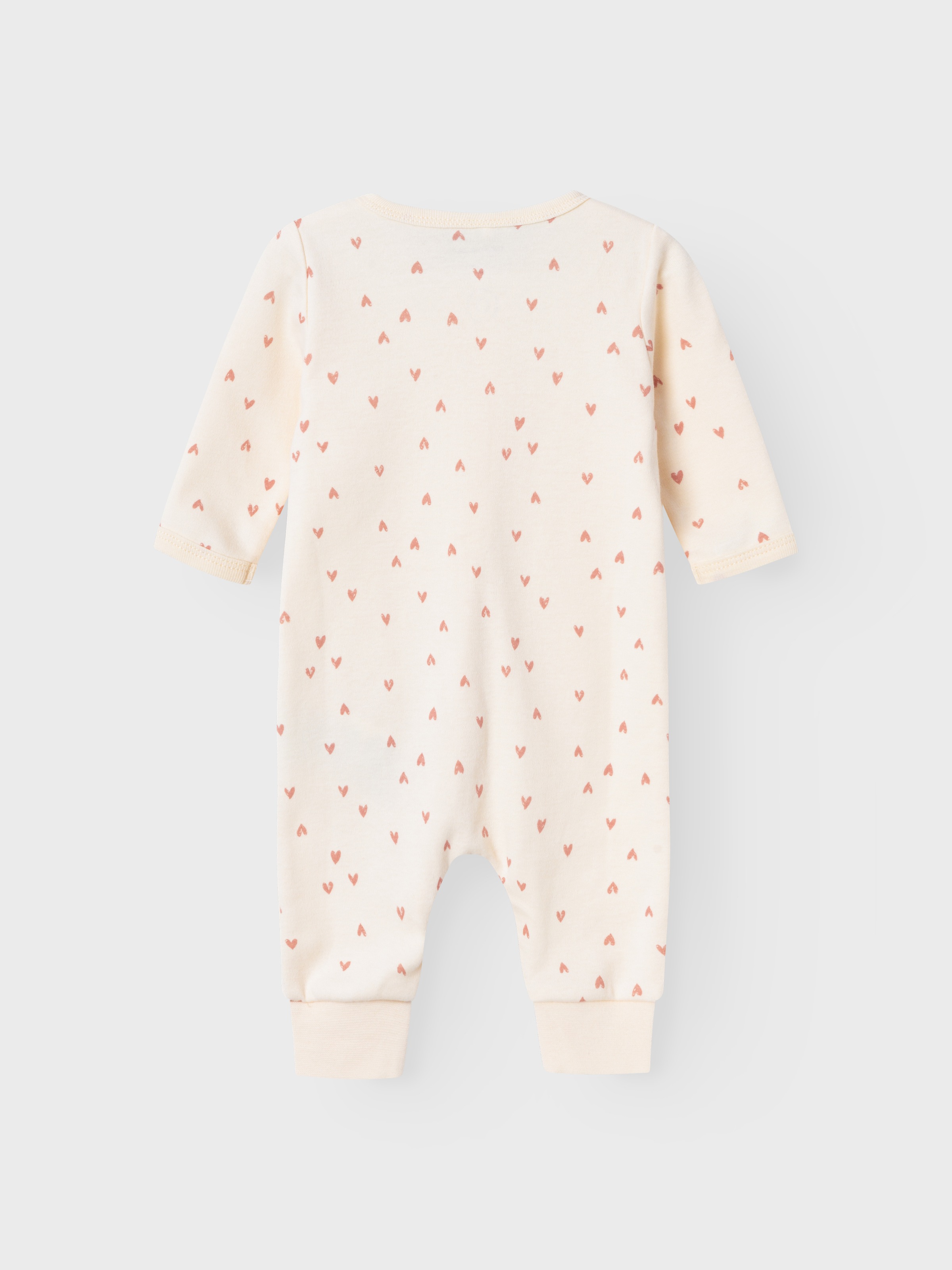 Name It Schlafanzug »NBFNIGHTSUIT ZIP BUTTERCREAM HEARTS NOOS« aus Baumwolle in Jersey-Qualität, Relaxed Fit, mit Reißverschluss