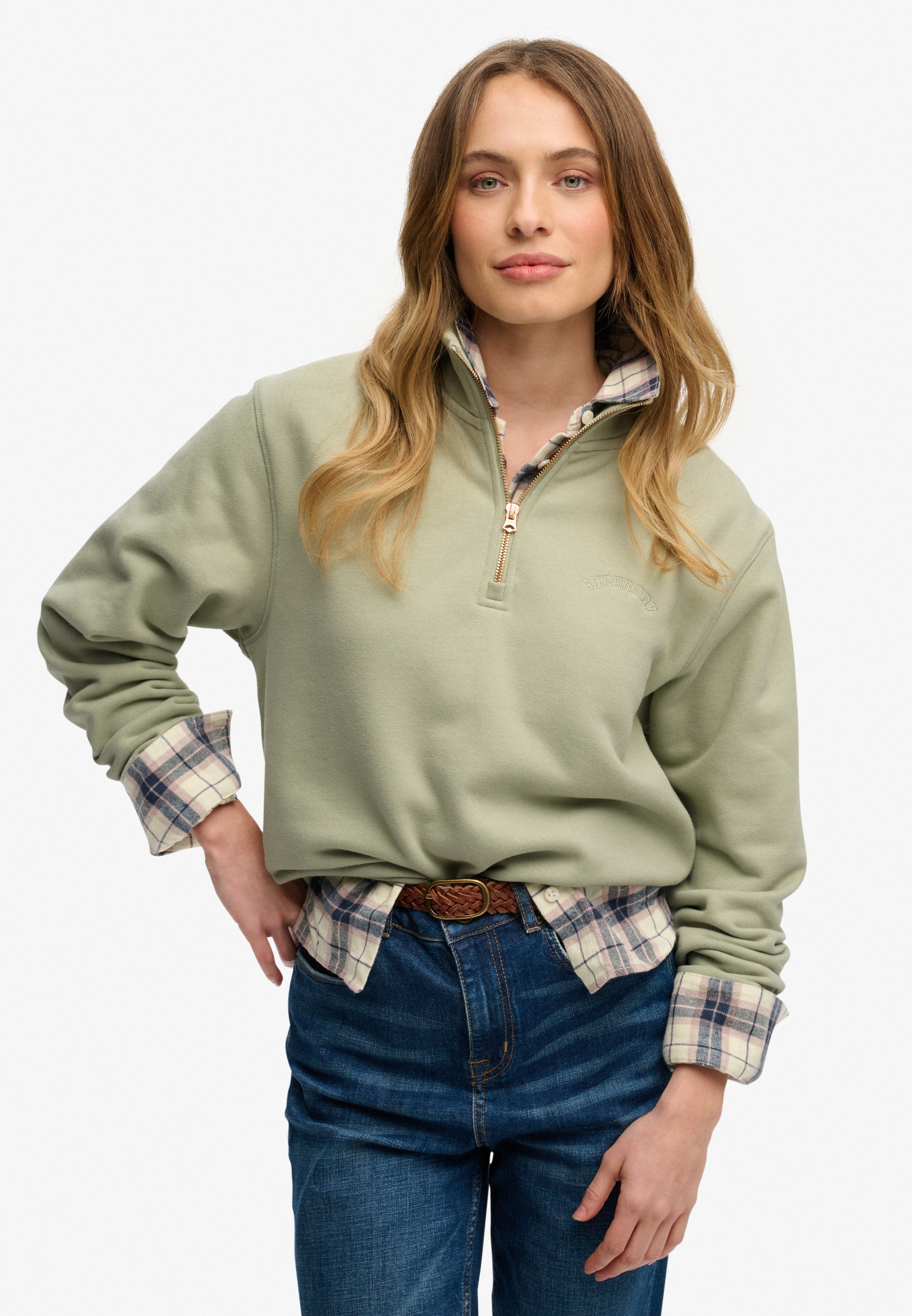 Superdry Sweatshirt »ESSENTIAL LOGO EMB HALF ZIP«
