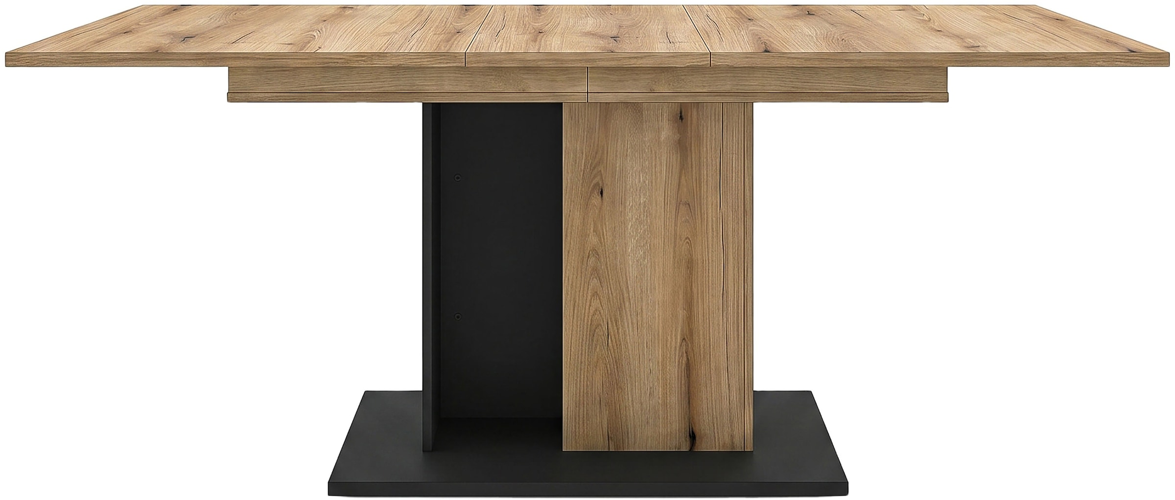 OTTO home Esstisch »MONOLITH, ausziehbar 150 -230 cm, inklusive 2x 40 cm Einlegeplatte« Doppelsäulen-Gestell mit Bodenplatte, Tisch, Küchentisch, Esszimmer