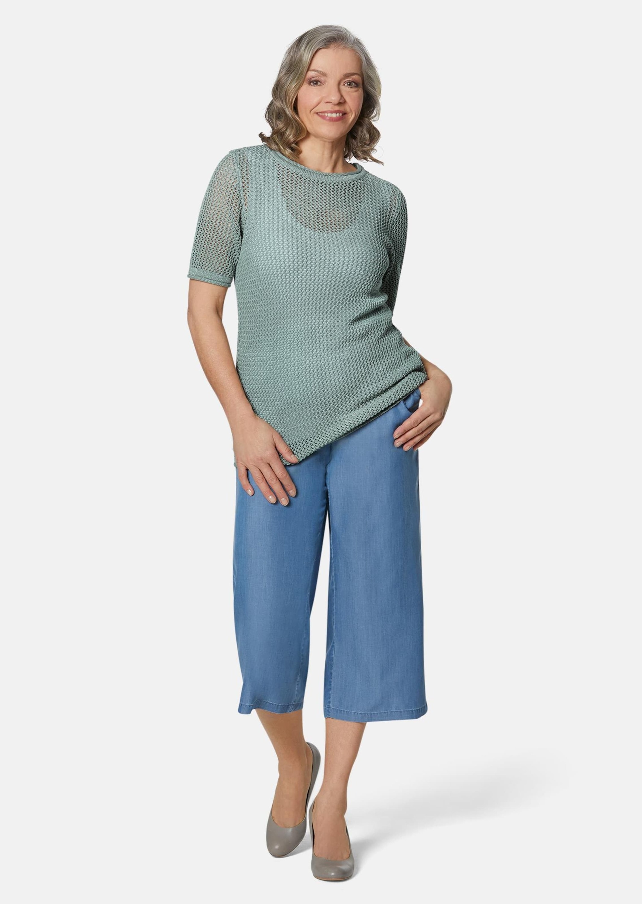 GOLDNER Strickpullover »Leicht schimmernder Strickpullover mit aufwendigem Ajourdessin« Ohne