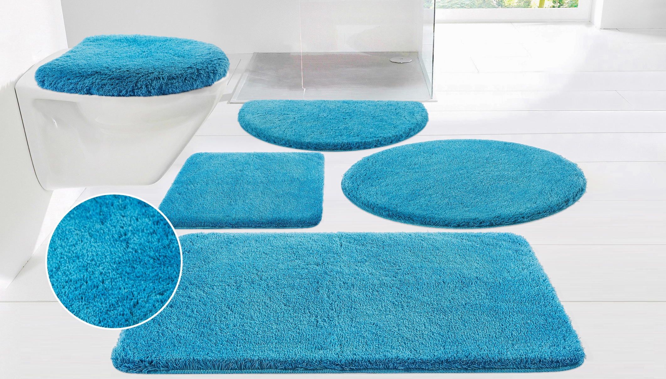 my home Badematte »Merida, Badvorleger, Badezimmer Teppich« Höhe 32 mm rutschhemmend beschichtet fußbodenheizungsgeeignet | schnell trocknend | strapazierfähig Badteppich, Uni Farben, rechteckig, rund & als 2-tlg. Set erhältlich