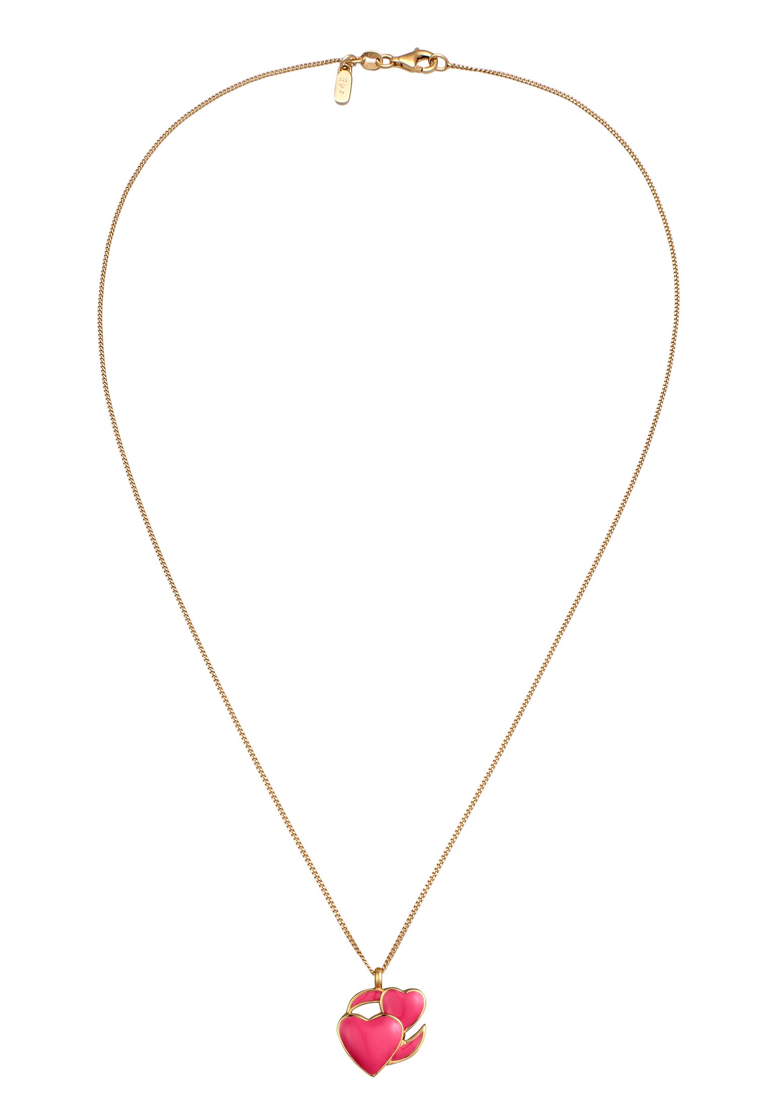 Elli Kette mit Anhänger »Halskette Emoji Herz Emaille Rosa 925 Sterling Silber«
