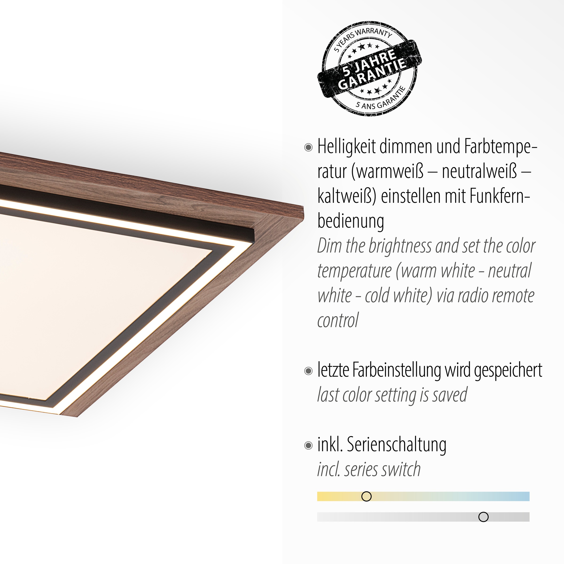 Paul Neuhaus Deckenleuchte »PALMA«, 2 flammig, Leuchtmittel LED-Board-LED-Board | LED fest integriert, CCT - über Fernbedienung, dimmbar über Fernbedienung, Serienschalter