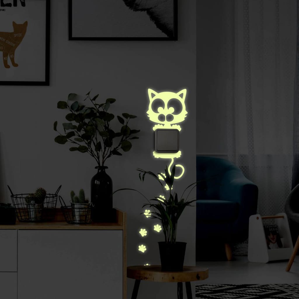 Wall-Art Wandtattoo »Lichtschalter Katze Leuchtsticker«, (1 St.)