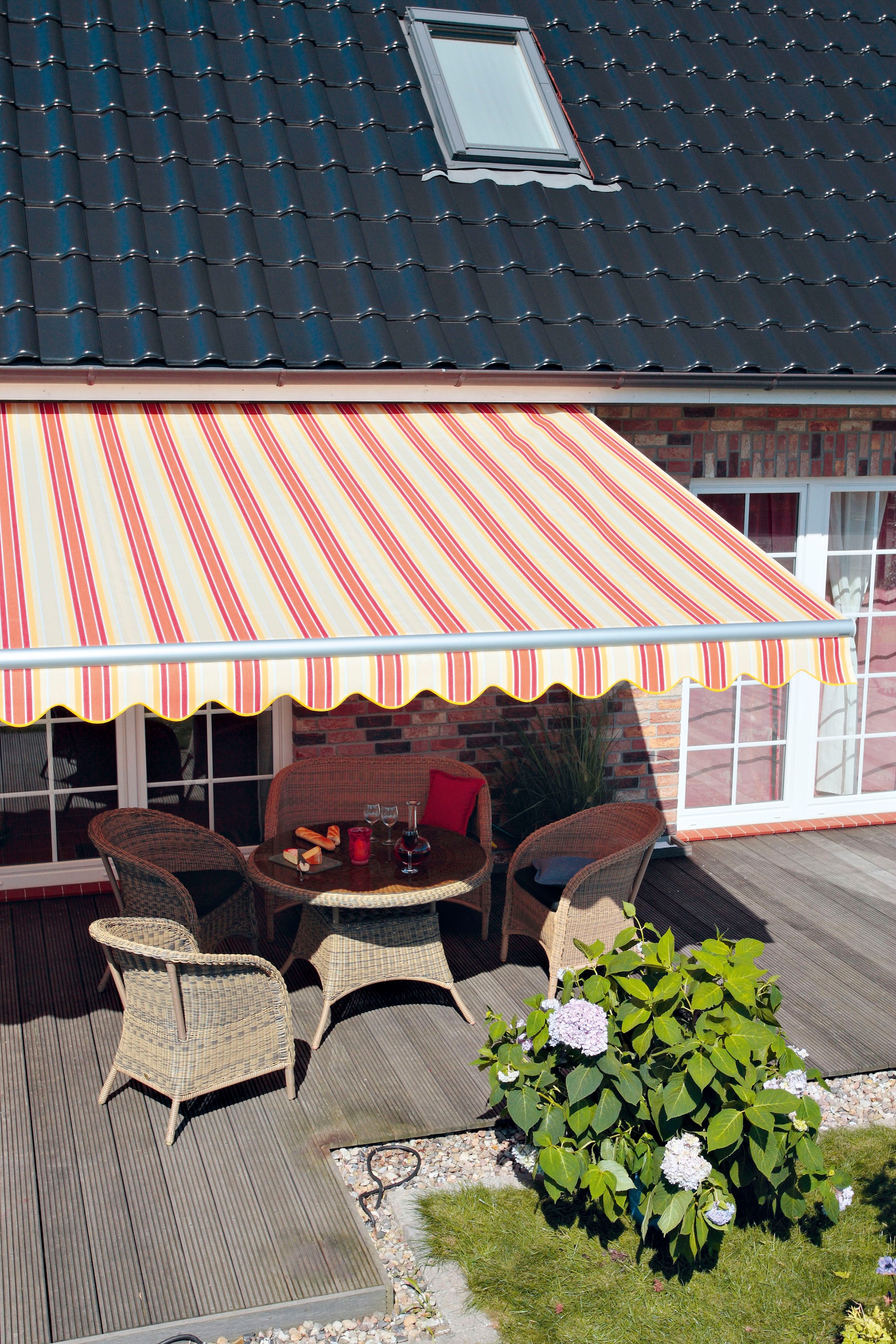 Spettmann Gelenkarmmarkise »STAR FIX«, 300 cm Breite, 250 cm Ausfall, Volant gewellt