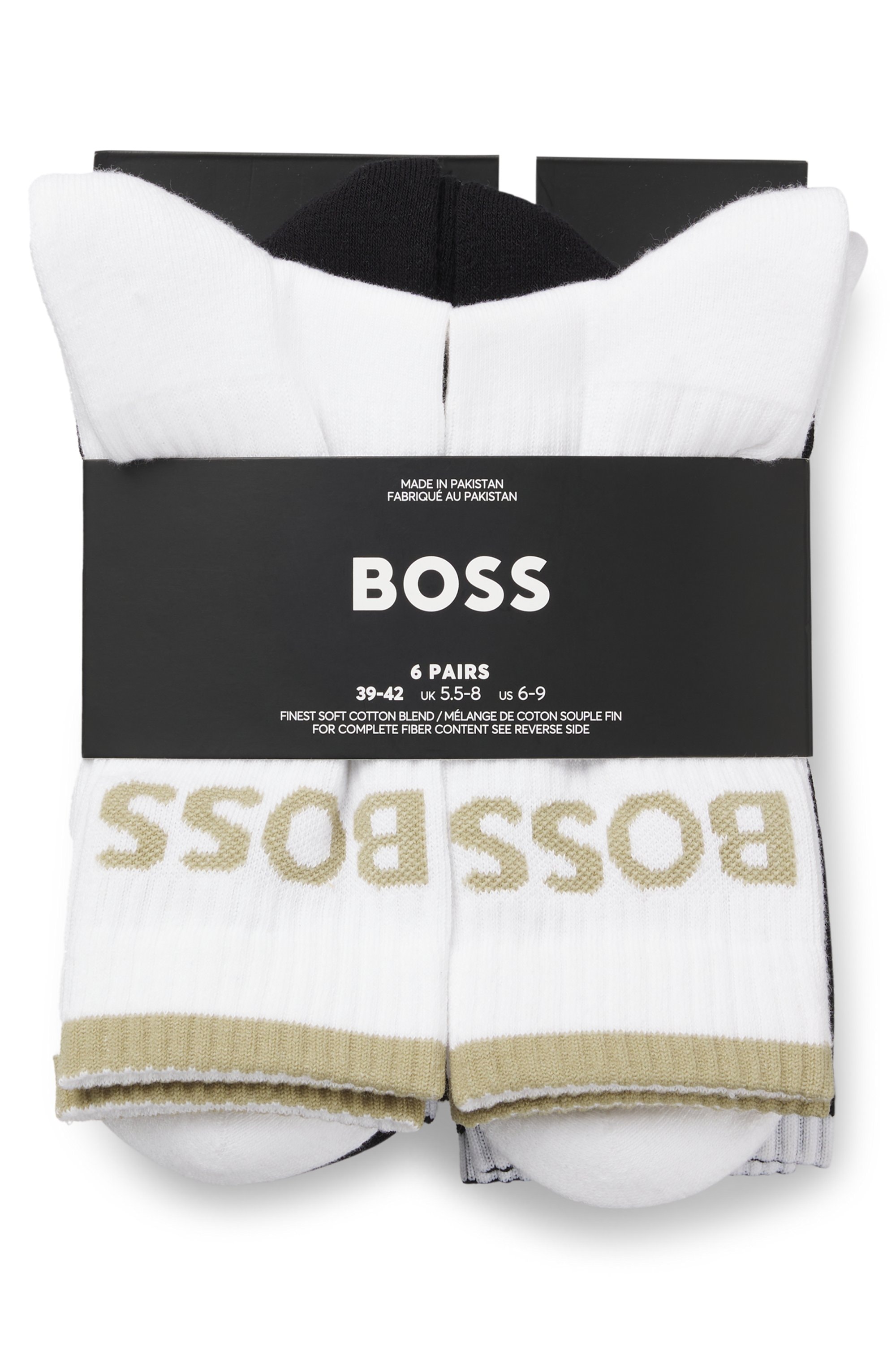 BOSS Businesssocken »6P QS Stripe CC« Packung, 6er, 6 Paar tlg. mit BOSS Schriftzug