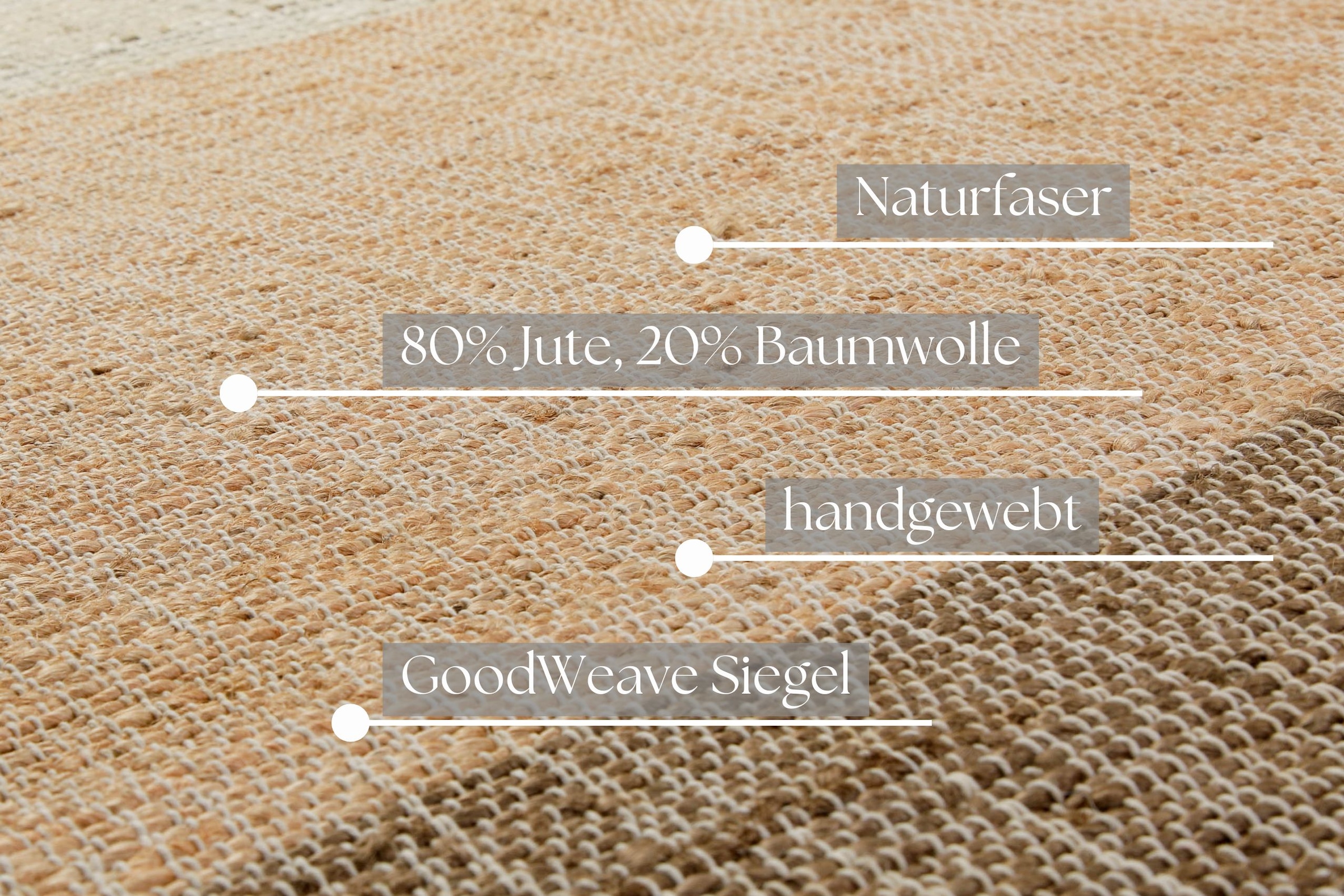 my home Teppich »Dallin«, rechteckig, 4 mm Höhe, 80% Jute, handgewebt, mit Fransen, Wohnzimmer, Naturfaser