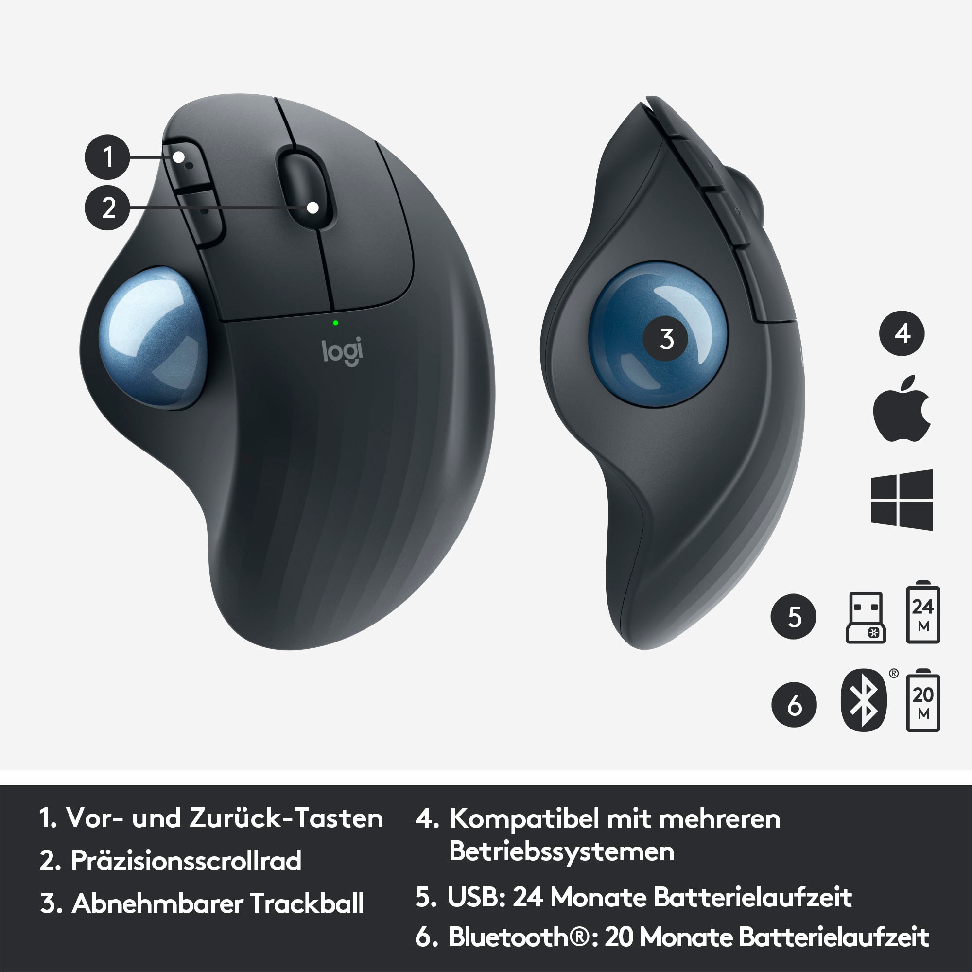 Logitech Maus »ERGO M575«, Bluetooth