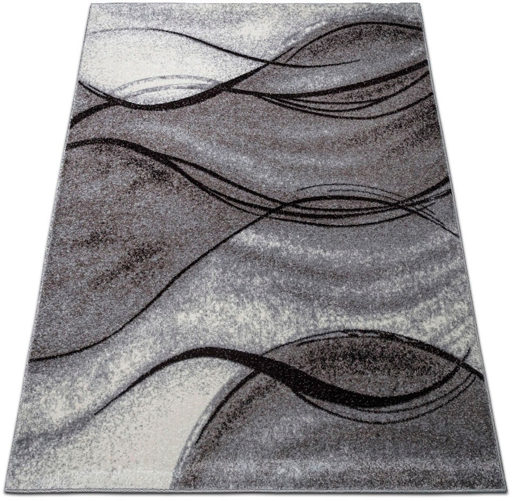 my home Teppich »Tritom«, rechteckig, 9 mm Höhe, mit besonders weichem Flor, Kurzflor, modernes Wellen Muster