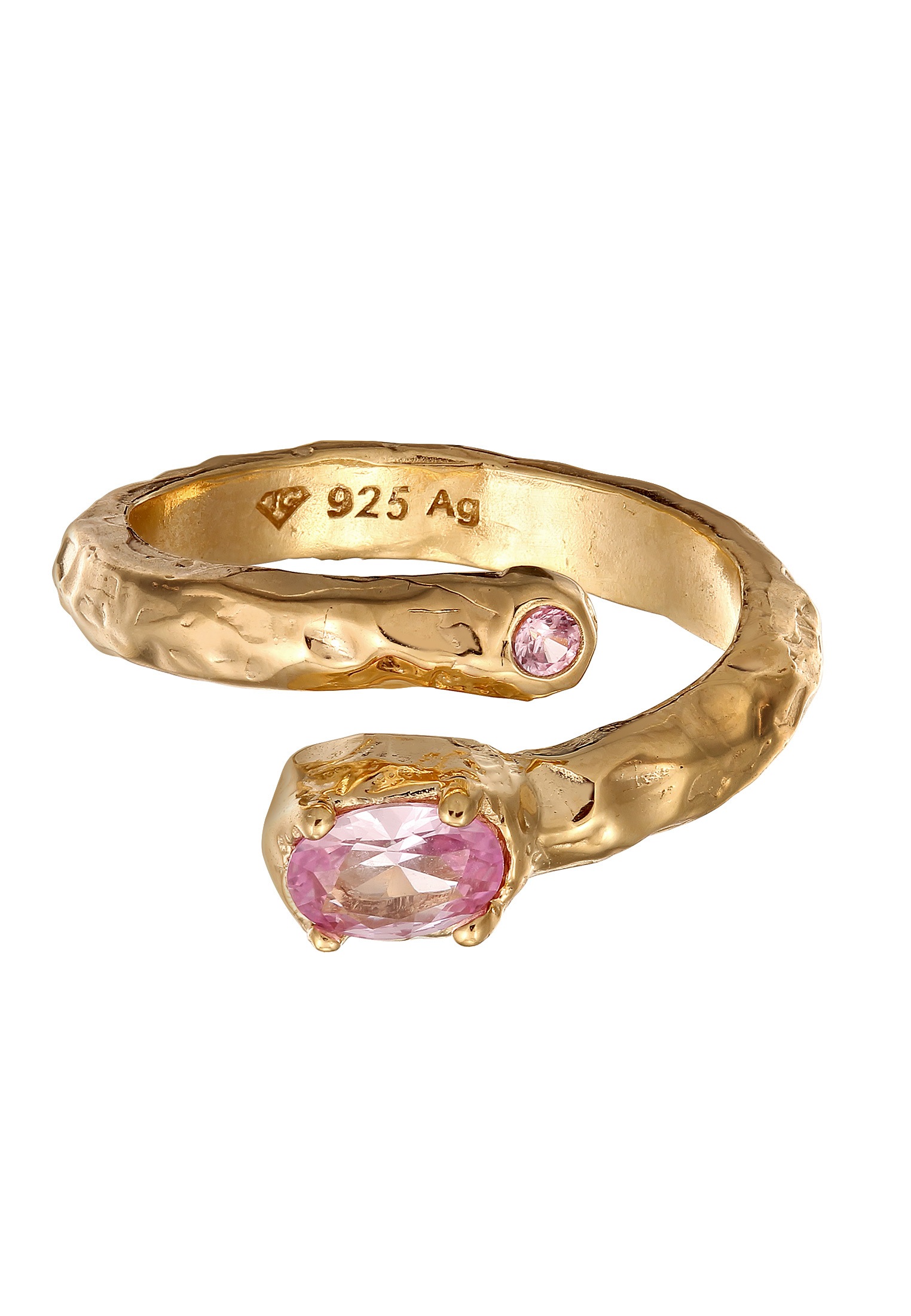 HAZE & GLORY Silberring »Ring Saphir Synthetisch Pink 925 Sterling Silber vergoldet«