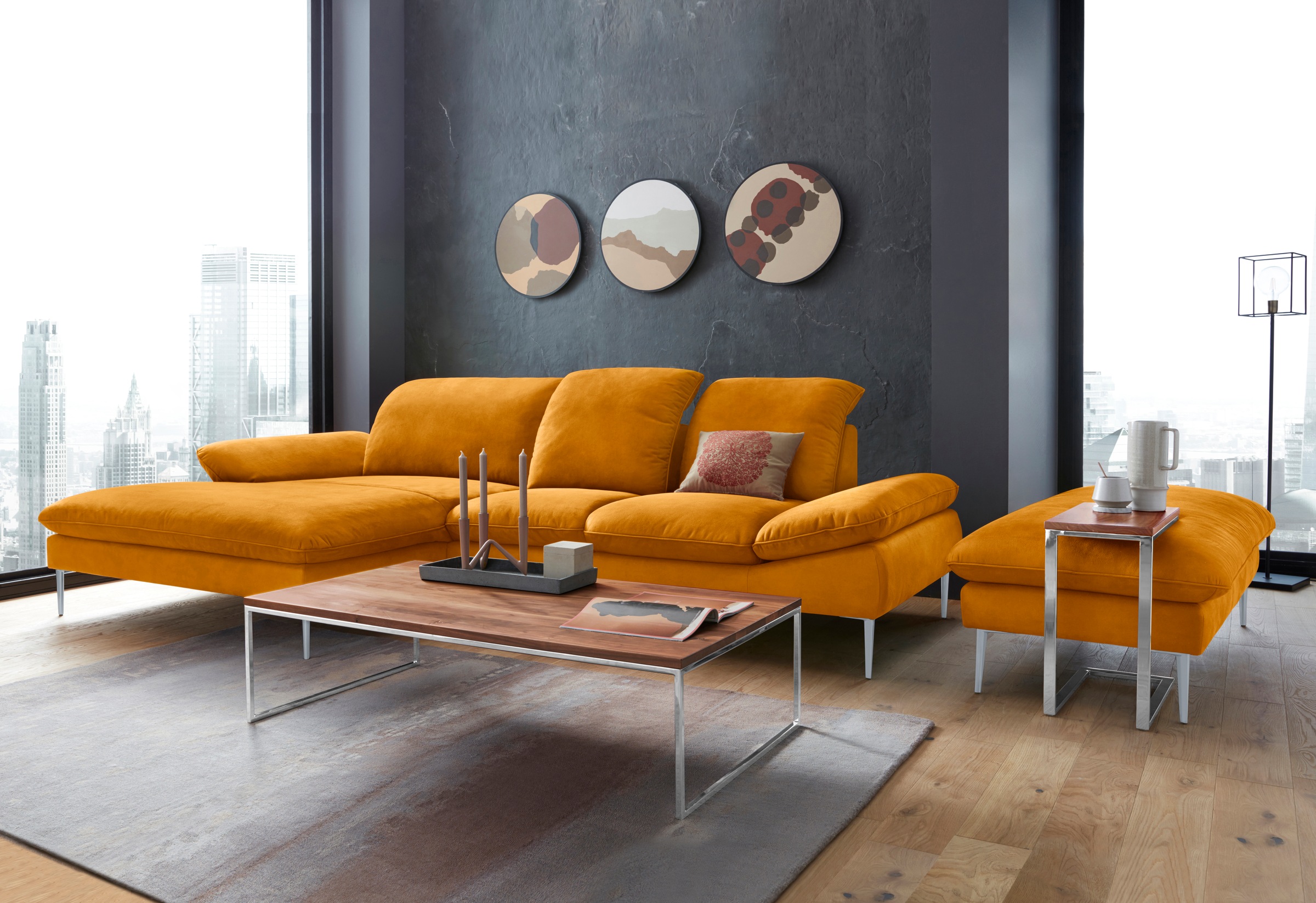 W.SCHILLIG Hocker »enjoy&MORE«, Füße silber matt, Breite 151 cm