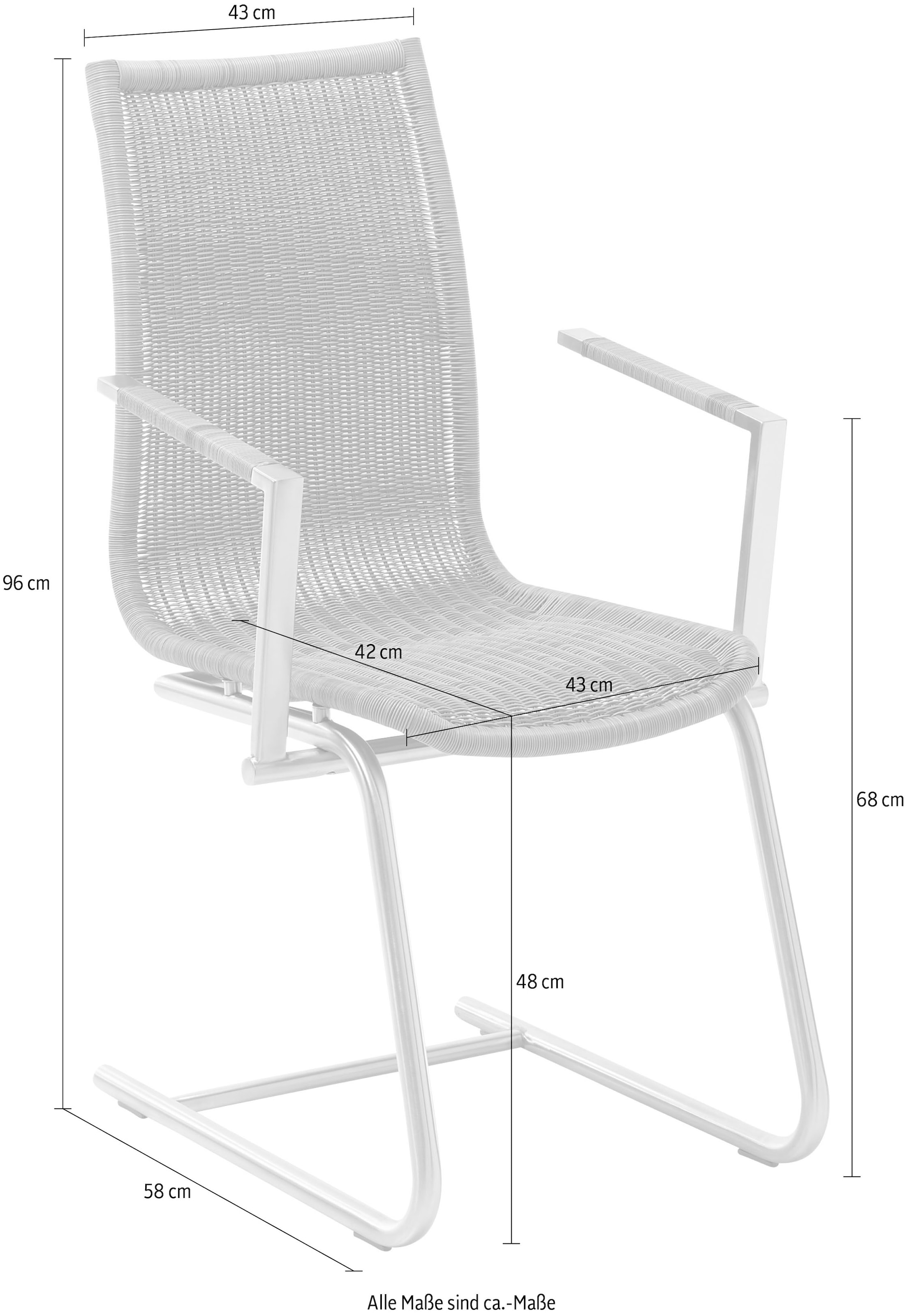 WK WOHNEN Freischwinger »WK 7400«, Rundrohrgestell in Edelstahloptik, Vollgeflecht, mit Armlehne