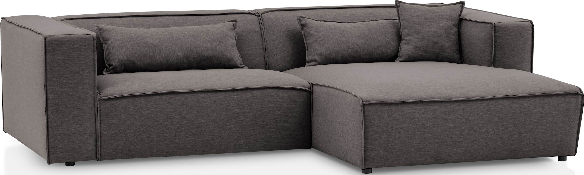 LeGer Home by Lena Gercke Ecksofa »PIARA mit Kedernaht in Cord oder Leinenoptik, moderne Couch in L-Form«, wahlweise Ottomane rechts/links, schwarze Füße, bequemer Sitzkomfort