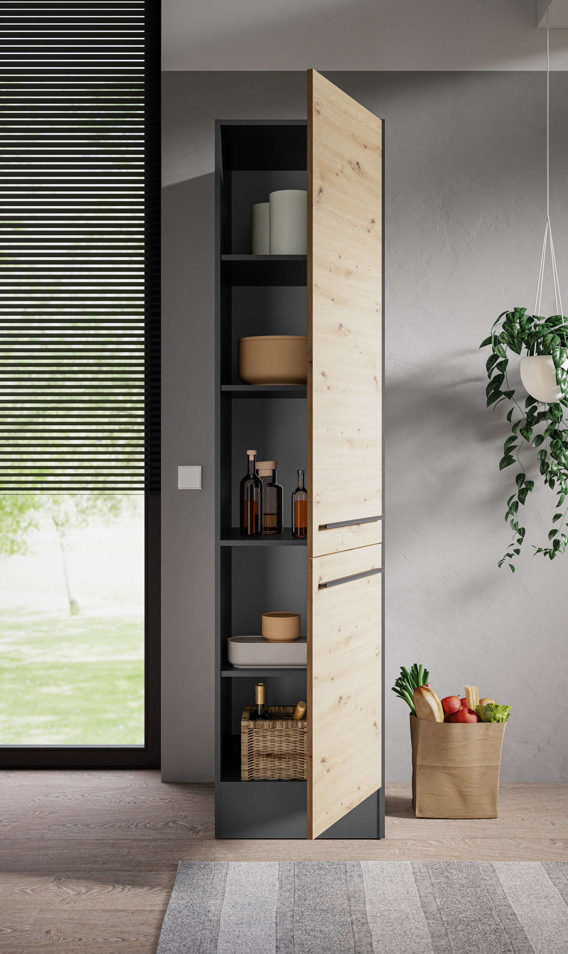 BASIC by Balculina Vorratsschrank »Jazz B/T/H 50x57x212cm« 1 Stk. tlg. Breite 50cm, Melaminbeschichtung