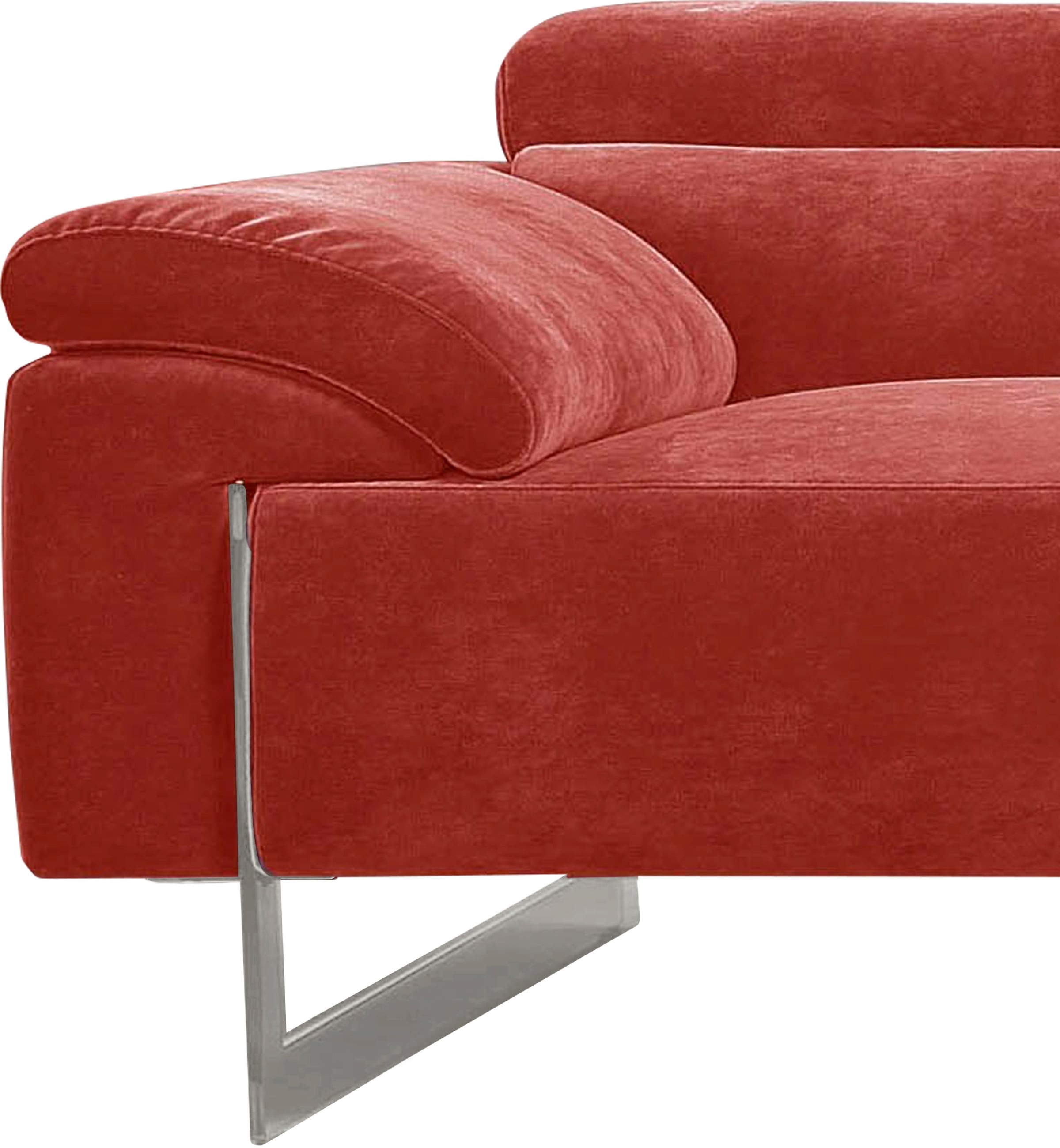 Egoitaliano 2,5-Sitzer »Malika, Designsofa mit hohem Sitzkomfort, edel und bequem« inkl. Kopfteilverstellung und chromfarbenen Metallfüßen