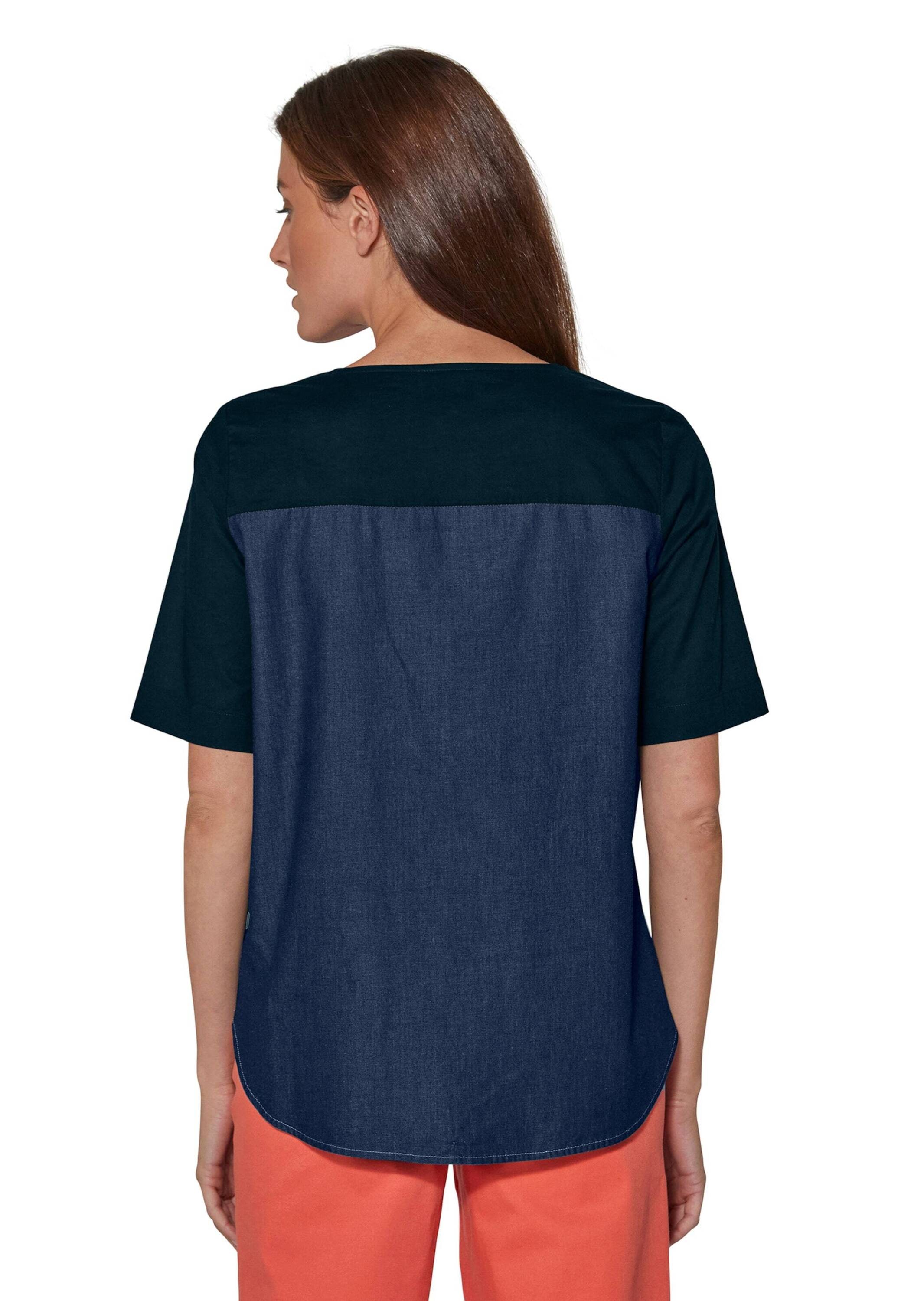 MADELEINE Kurzarmbluse »Blusenshirt Shirt aus Denim und Jersey«