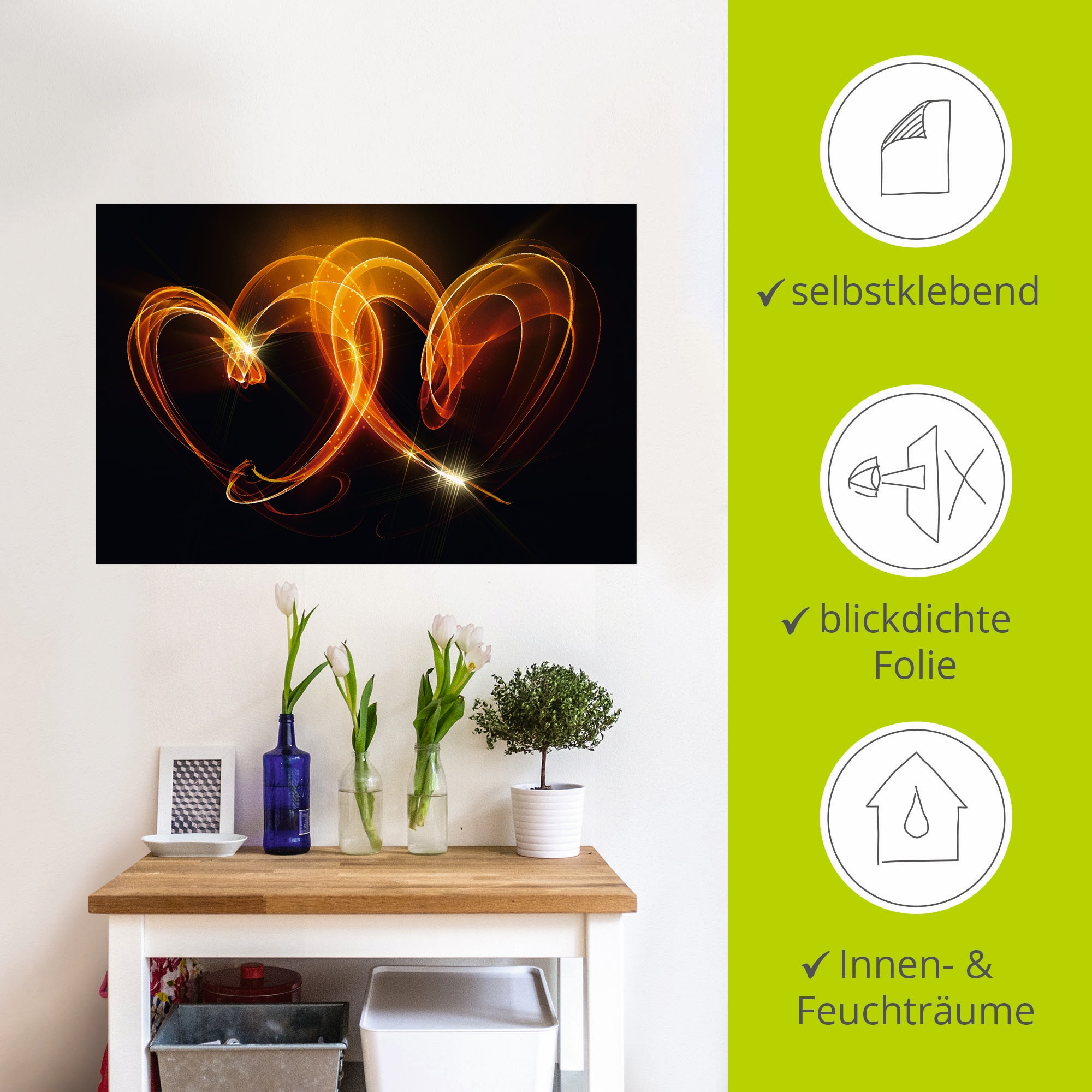 Artland Wandbild »Verbundenheit«, Herzen, (1 St.), als Alubild, Outdoorbild, Leinwandbild, Poster, Wandaufkleber