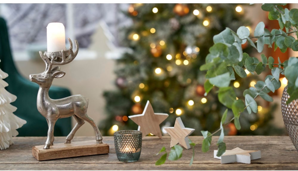 Schneider Kerzenhalter »Weihnachtsdeko«, (1 im 30 ca. Holzsockel, aus Shop cm Online auf Aluminium OTTO Höhe St.)