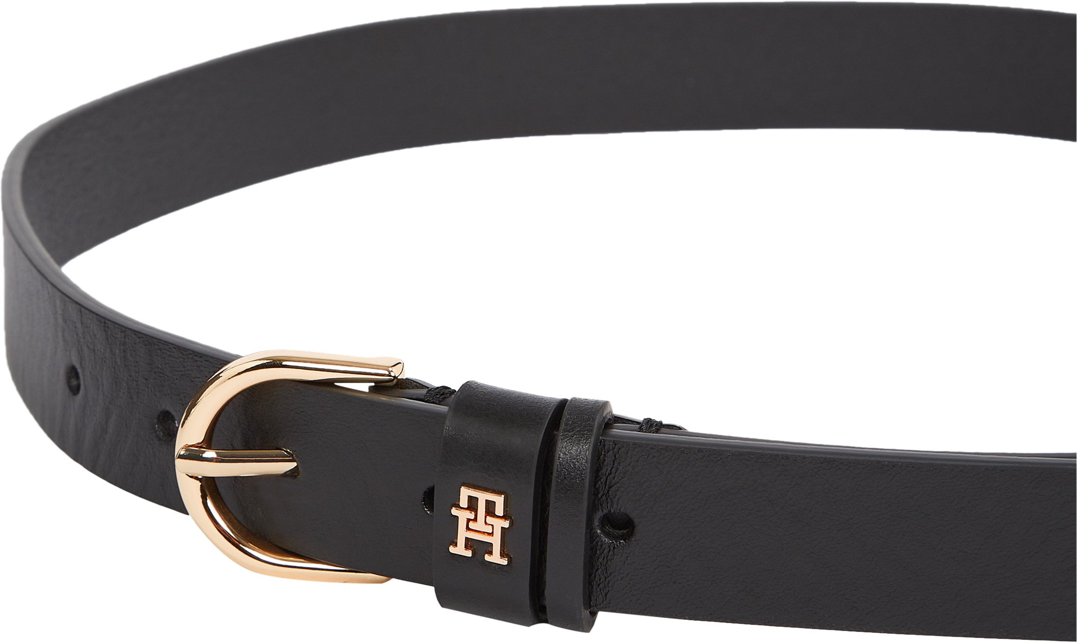 Tommy Hilfiger Ledergürtel »ESSENTIAL EFFORTLESS 2.5 cm breit GOLD« Logoemblem, weiche Haptik, ovale Einfachdornschließe