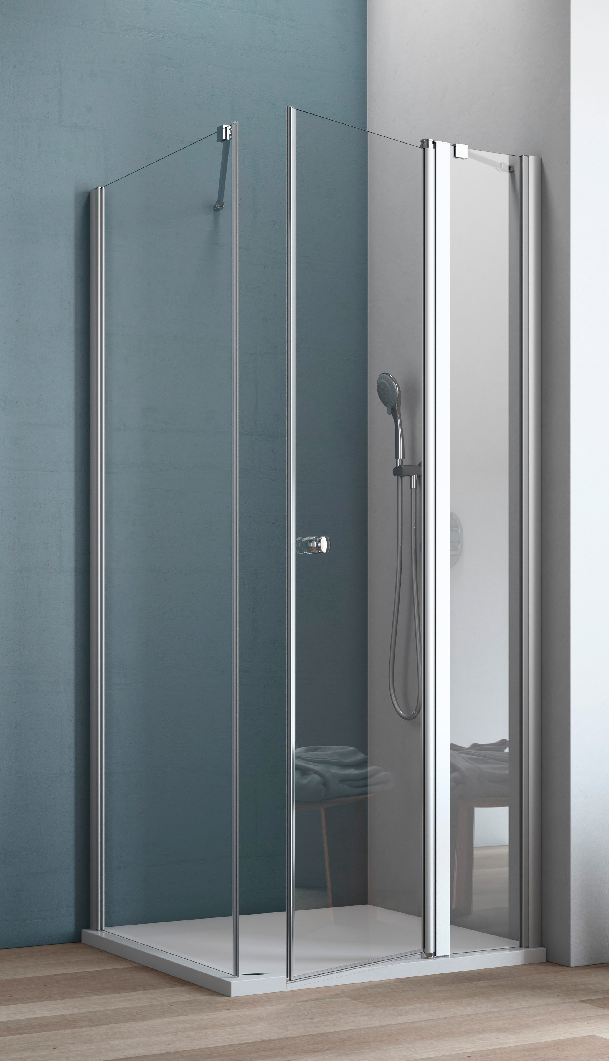 Maw By Geo Eckdusche »AF200« mit Drehtür in silberfarben, Größe B/H/T: 90 cm x 202,2 cm x 90 cm