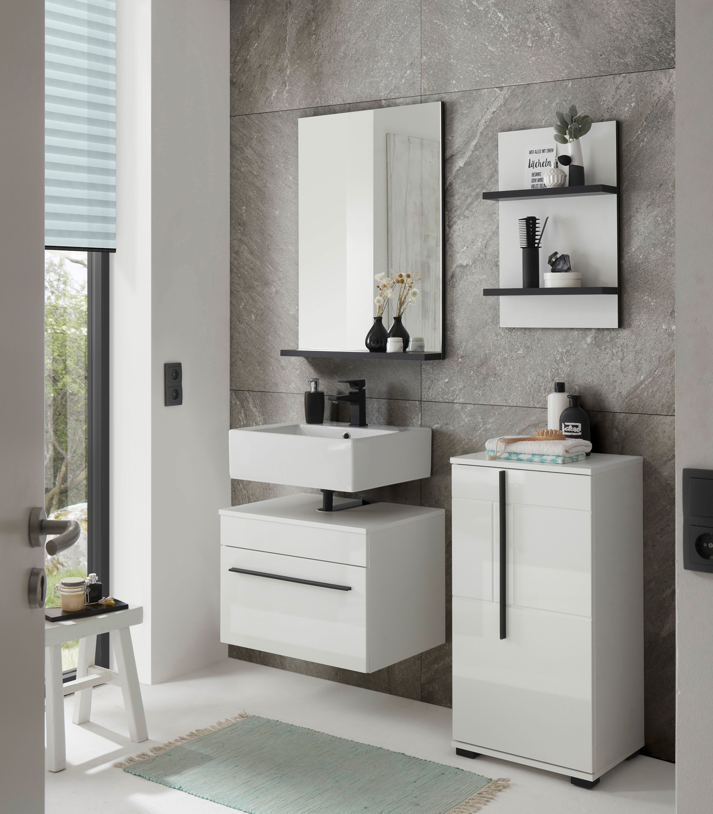 INOSIGN Wandregal »Cantara, Badregal in Hochglanz Weiß, Wandboard im modernen Design«, ausreichend Stauraum
