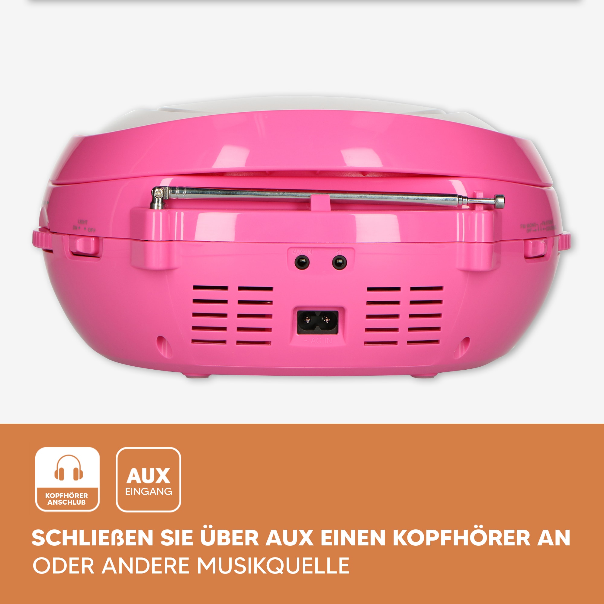 Lenco Boombox »SCD-650« ( AM-Tuner | FM-Tuner ) speziell für Kinder, USB-Anschluss, Karaoke-Mikrofon und Lichteffekte