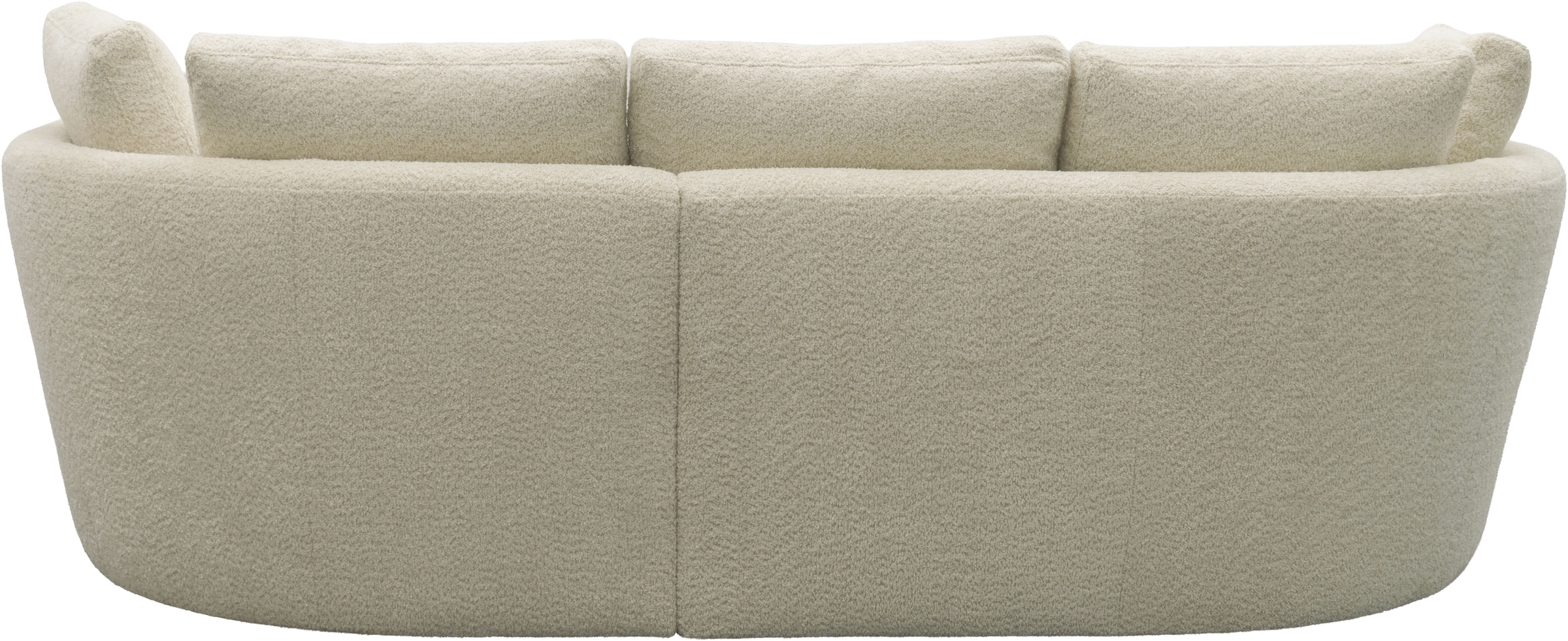 DOMO collection Ecksofa »Lumin, B/T: 267/170 cm, abgerunde Form, charmantes Design, cozy chic« Mit Federkern und 5 Rückenkissen ausgestattet