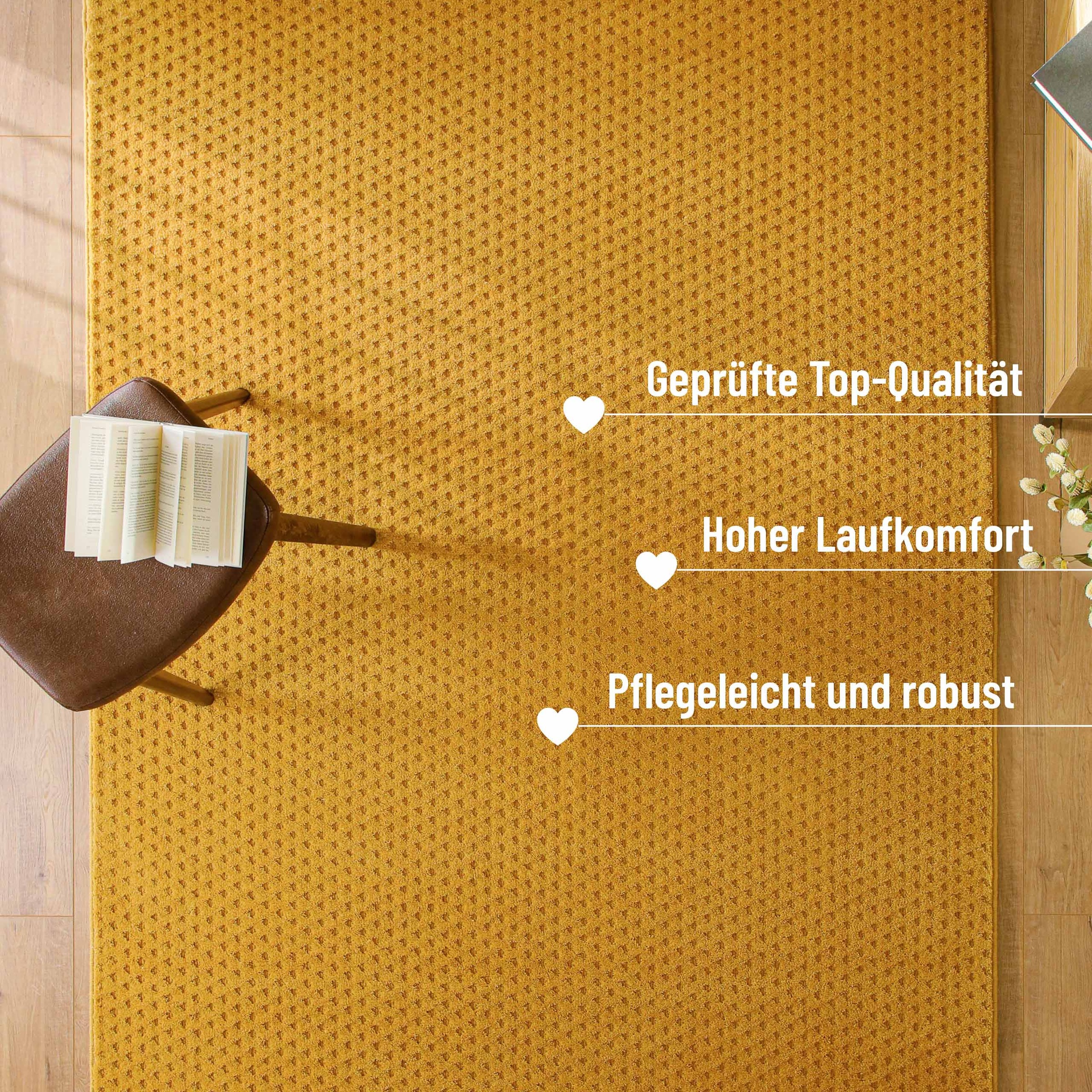 Wecon home Teppich »Castello THREE« rechteckig 7 mm Höhe Schurwolle, Kurzflor mit Hoch-Tief-Effekt, Wohnzimmer, Punktmuster