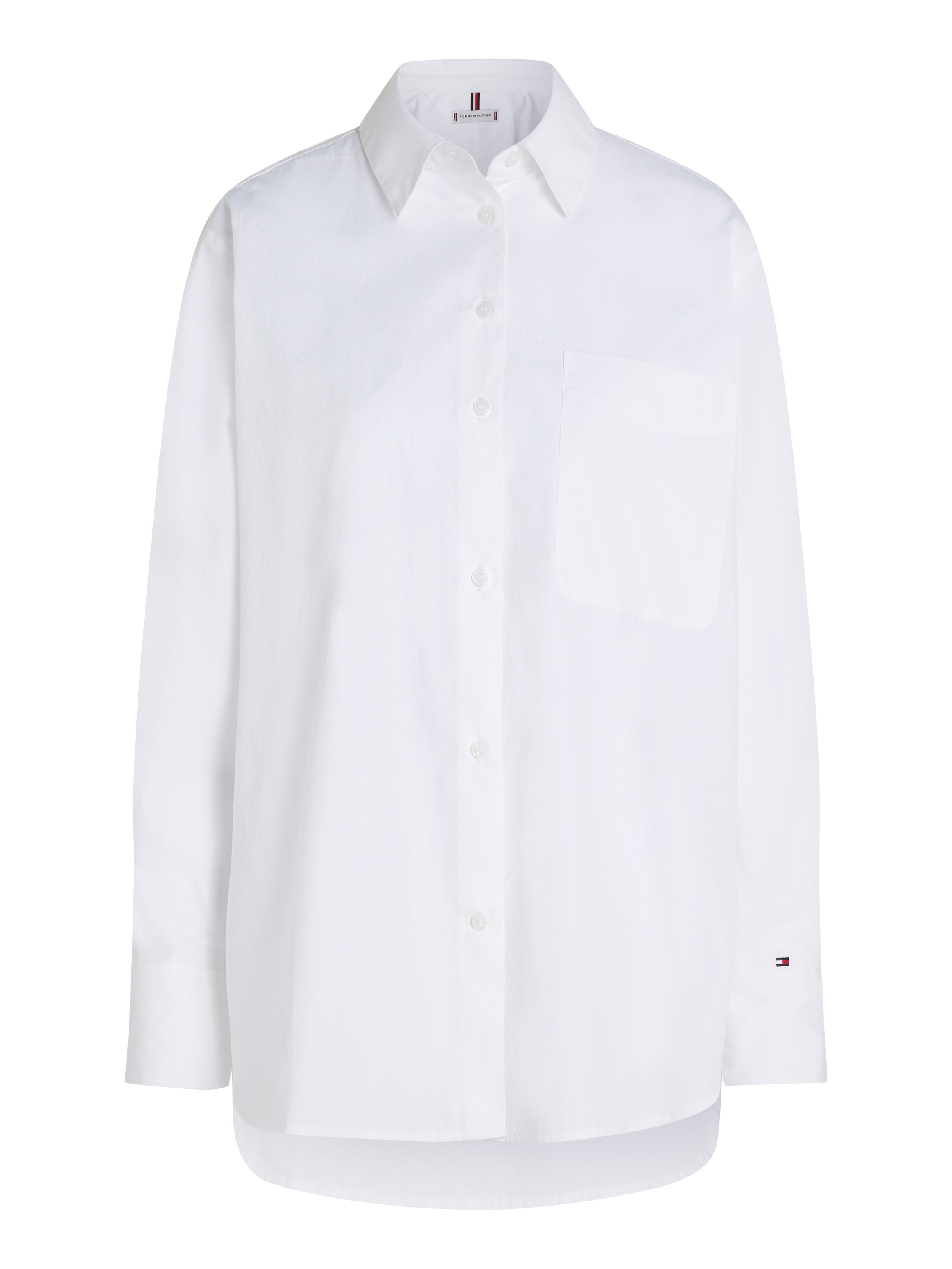 Tommy Hilfiger Hemdbluse »SOLID COTTON EASY FIT SHIRT«, mit Brusttasche