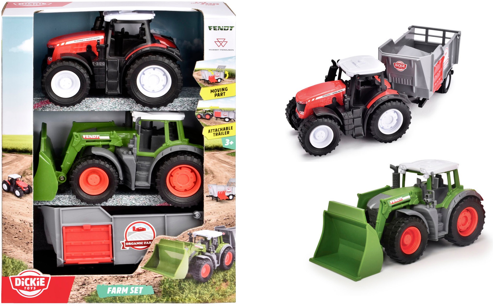 Dickie Toys Spielzeug-Traktor »Farm Set«, (Set, 3 tlg.)