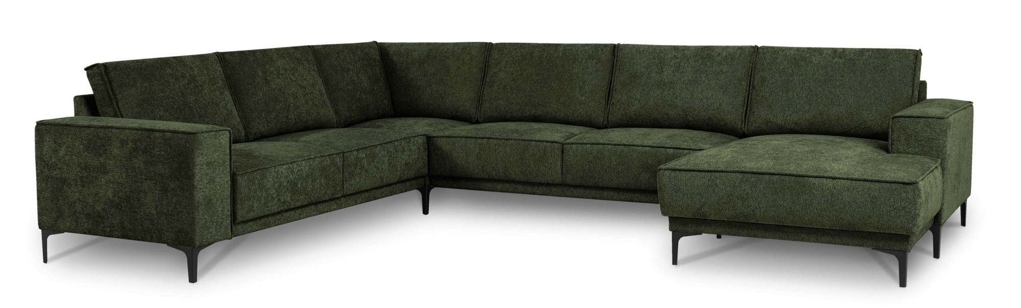 Places of Style Wohnlandschaft »XXL Sofa Oland, Struktur, Flachgewebe, Luxus-Microfaser, Boucle«, U-Form, 342 cm, Wellenunterfederung, Skandi-Design, Metallfüße