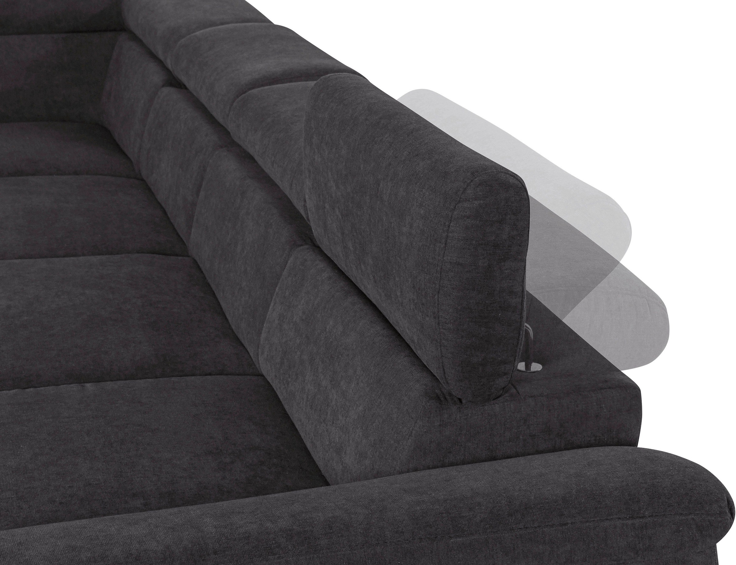 COTTA Polstergarnitur »Komaris U-Form, B: 320 bzw. 100 cm (Set: Wohnlandschaft & Hocker)«, (Set), mit Kopfteilverstellung, optional Bettfunktion, Bettkasten & Licht