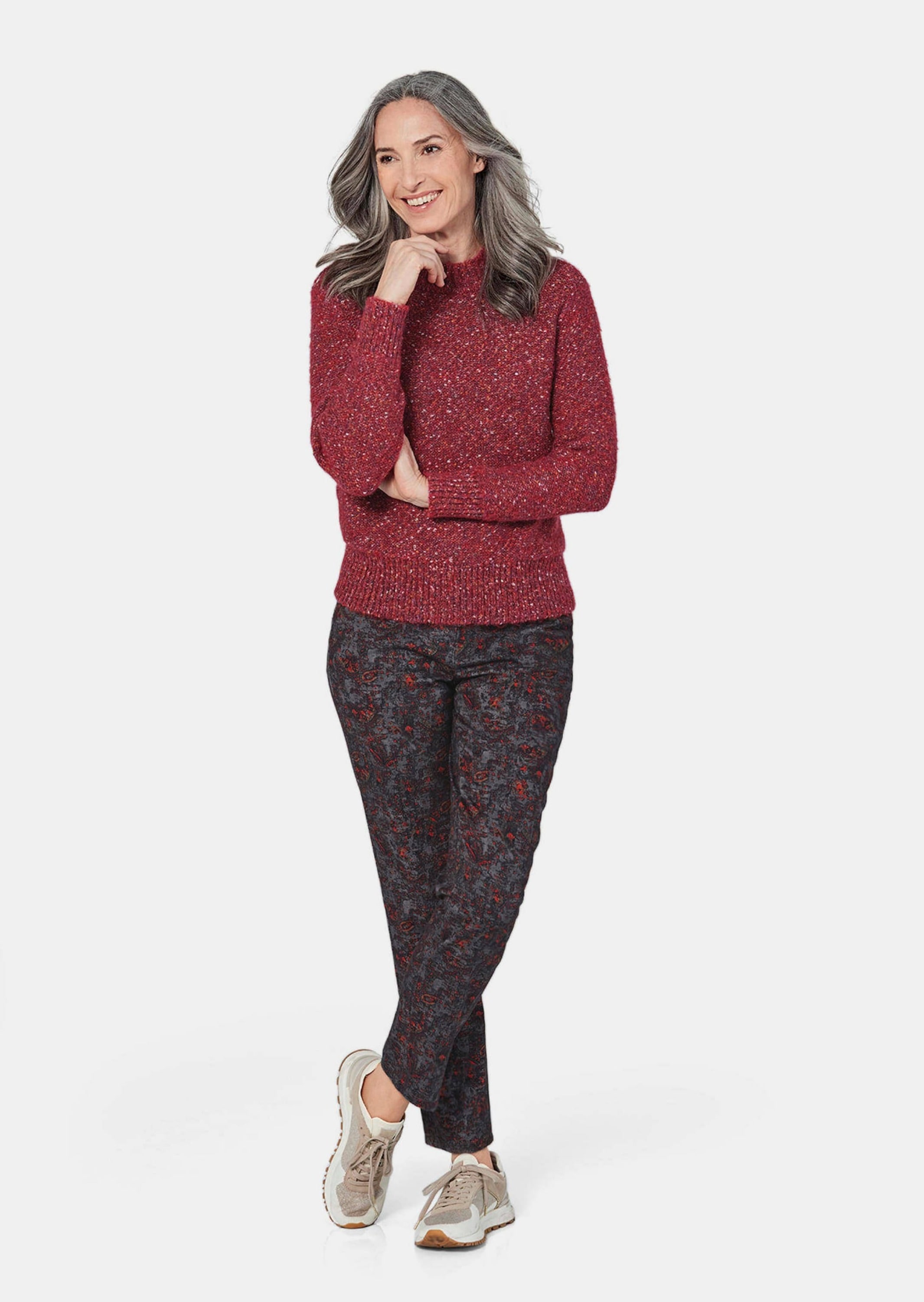 GOLDNER Rundhalspullover »Kurzgröße Weicher Bouclé-Pullover, Stehkragen« keine/nicht relevant